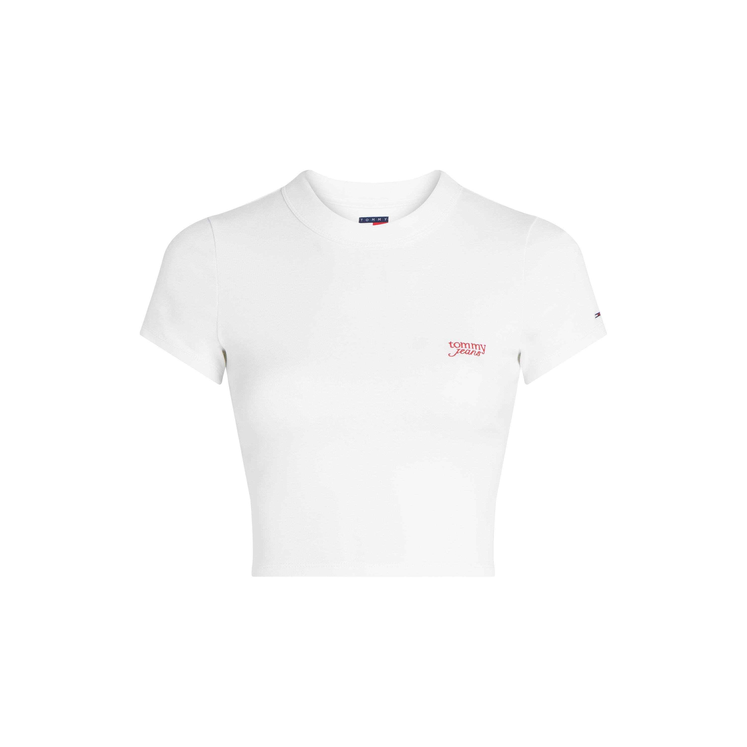 Tommy Jeans Women's Slim Script Crop Top - Ecru - 14 (L)
