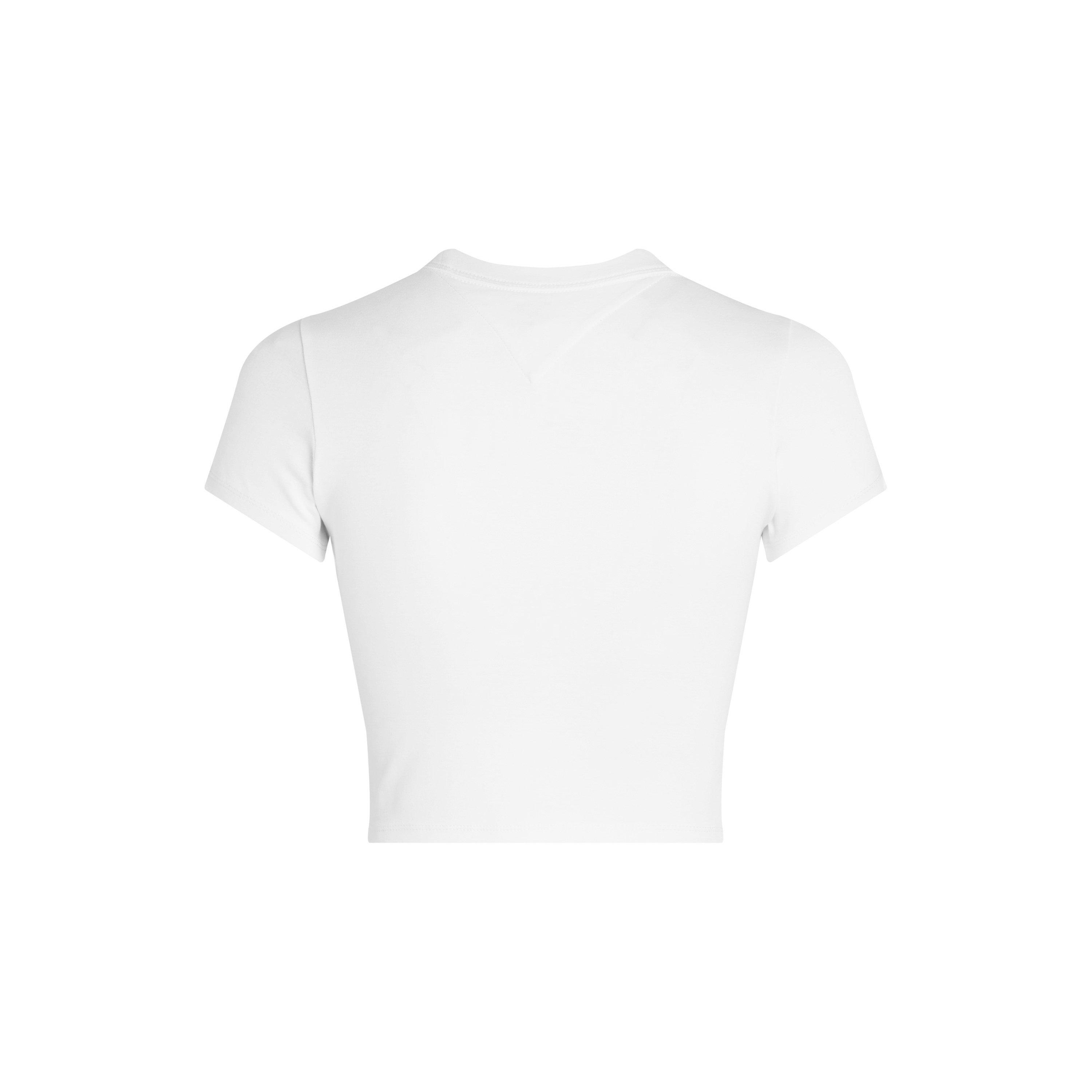 Ecru - Tommy Jeans - Women's Slim Script Crop Top - 2
