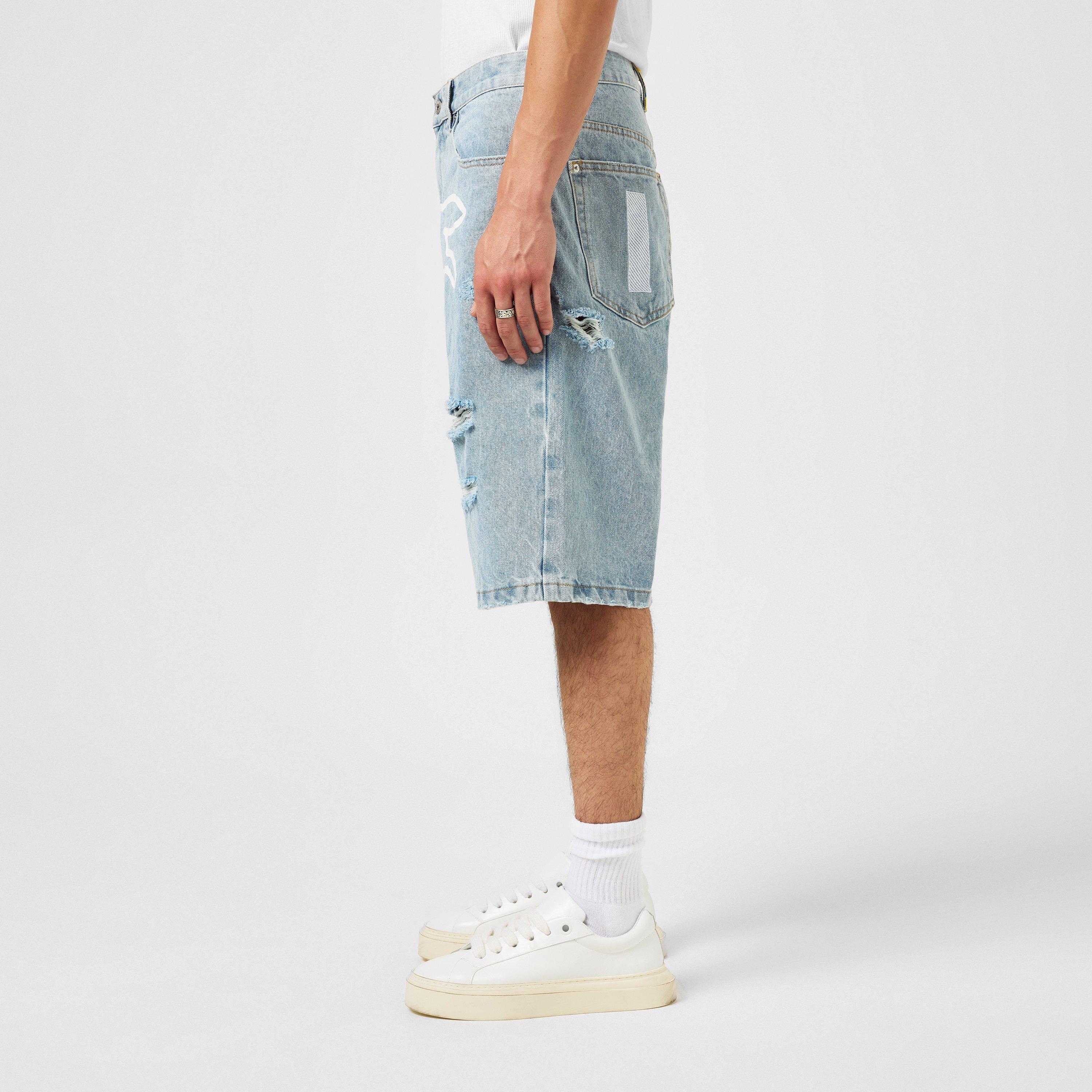 HvyWsh Blu/Wht - ICECREAM - Running Dog Denim Shorts - 2