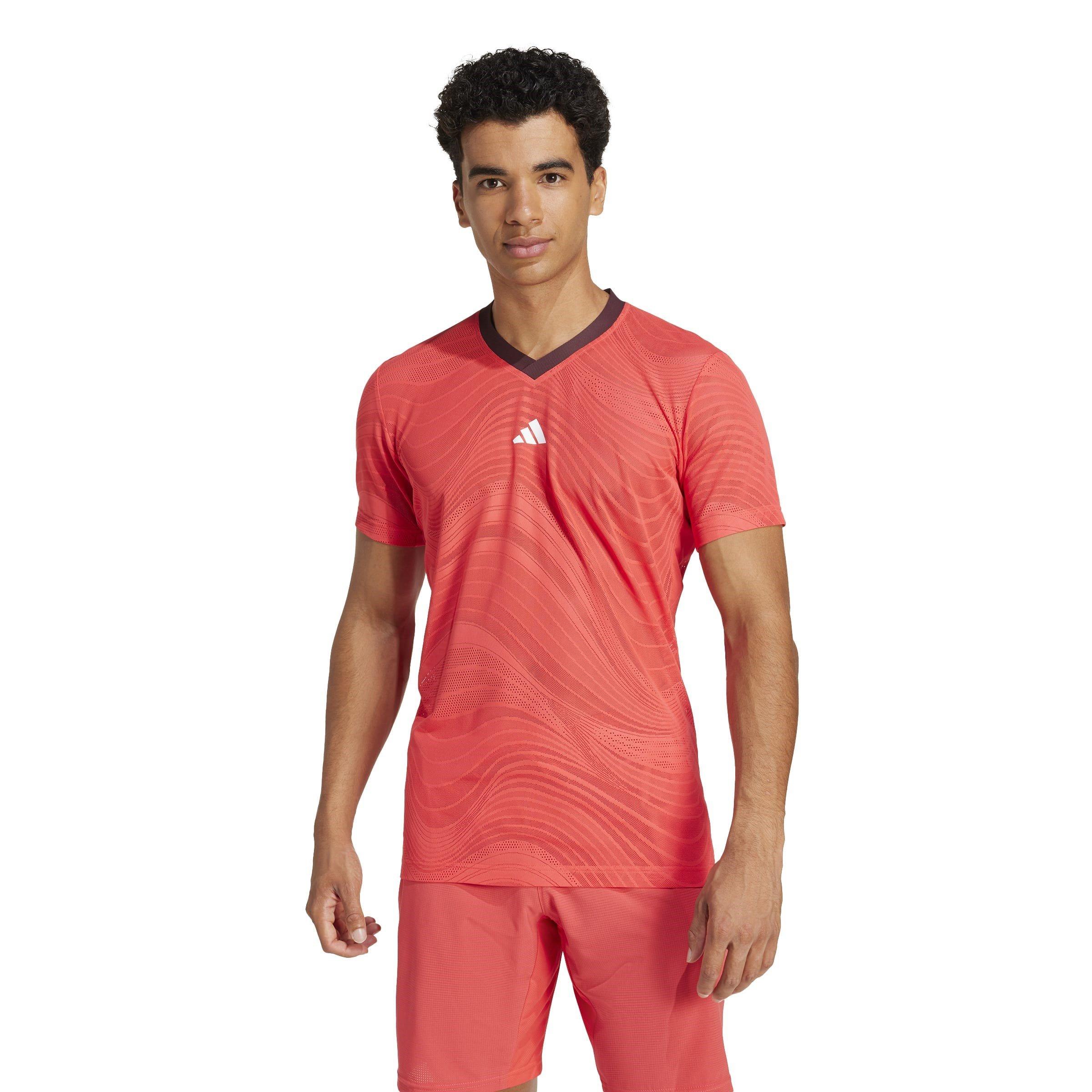Rot - adidas - Tennis Pro Climacool+ Mesh FreeLift T-Shirt - 2