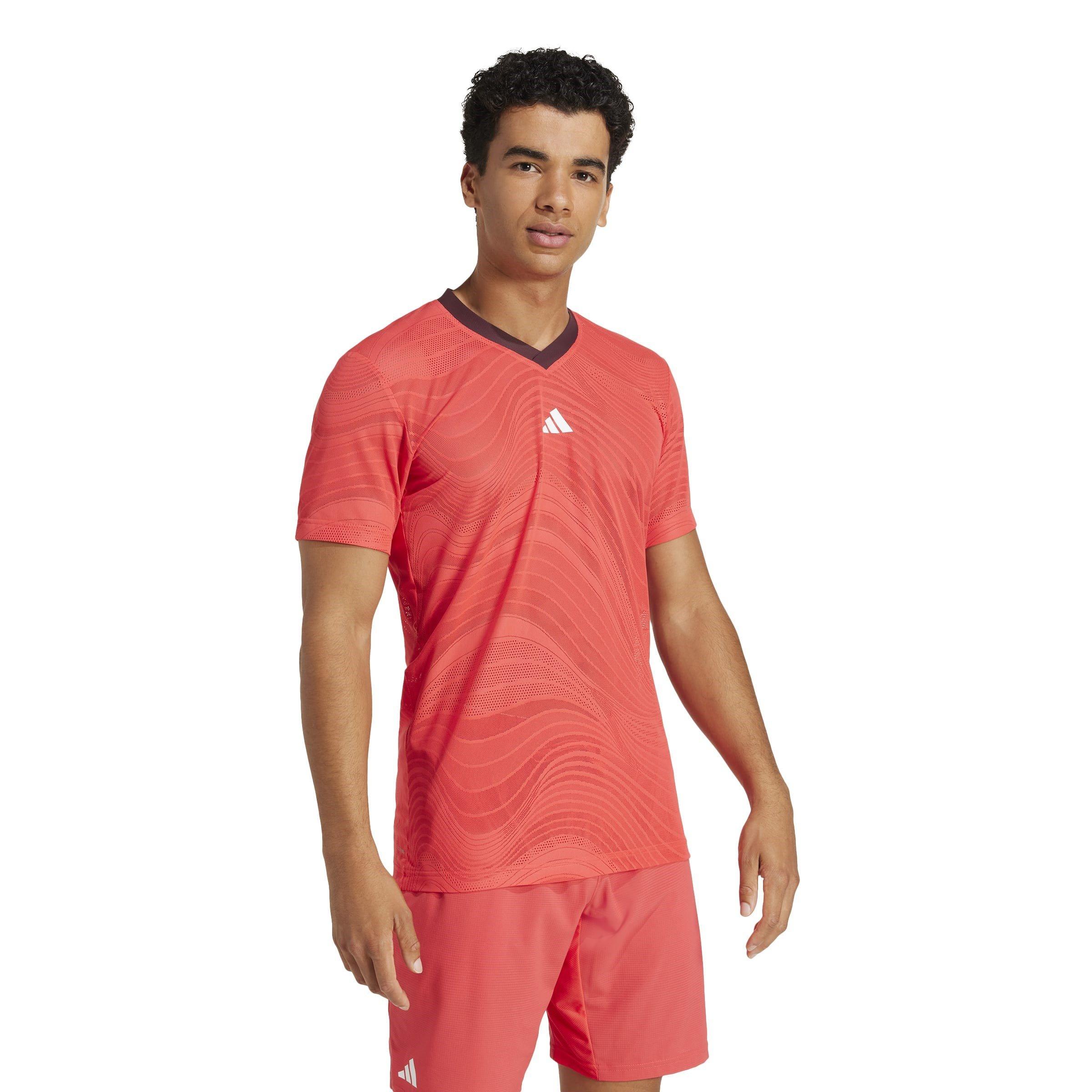 Rot - adidas - Tennis Pro Climacool+ Mesh FreeLift T-Shirt - 3