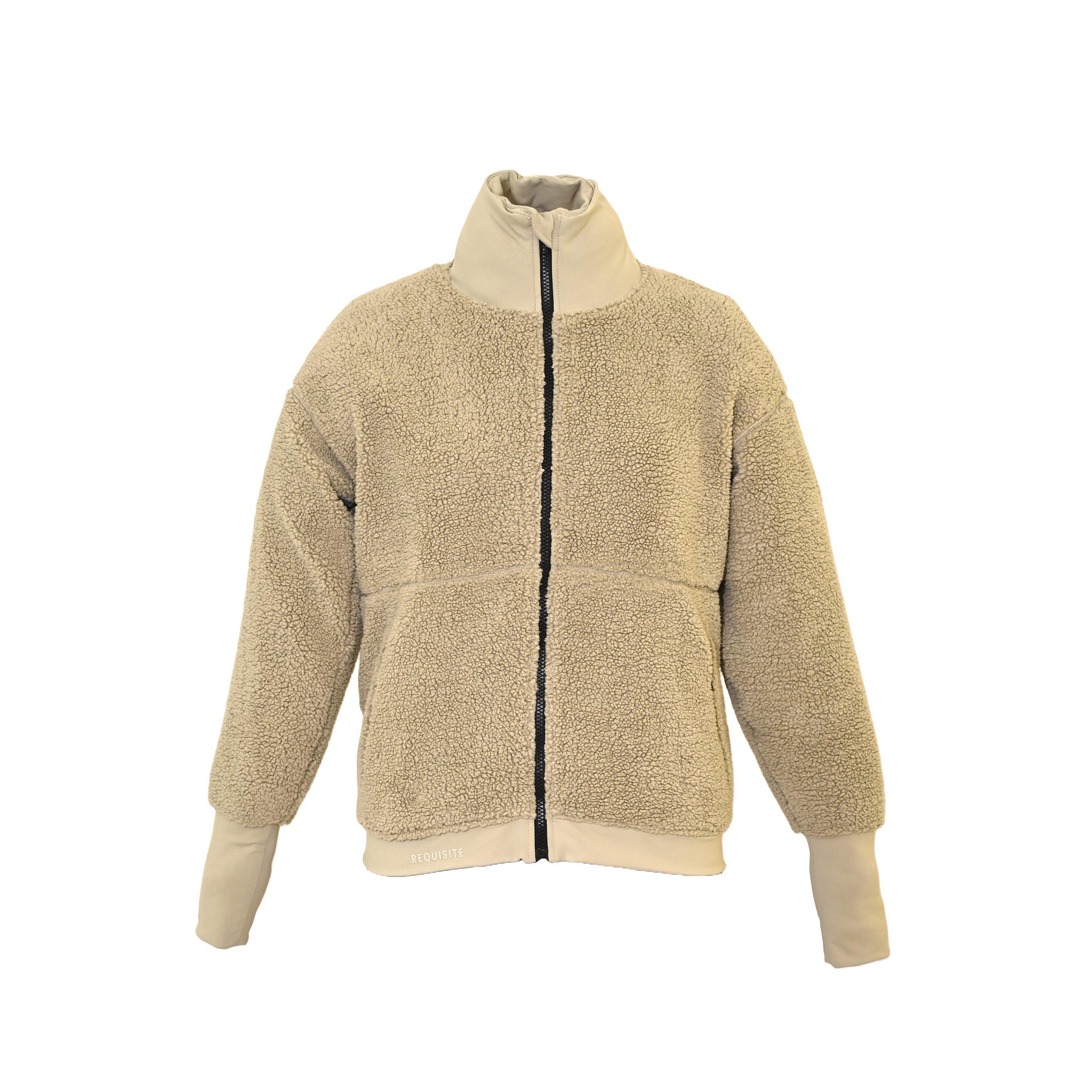 Sage - Requisite - Women's Essential Sherpa Wind Resistant Teddy Fleece Long Sleeve Oversized Fit Equestrian Jacket - 1