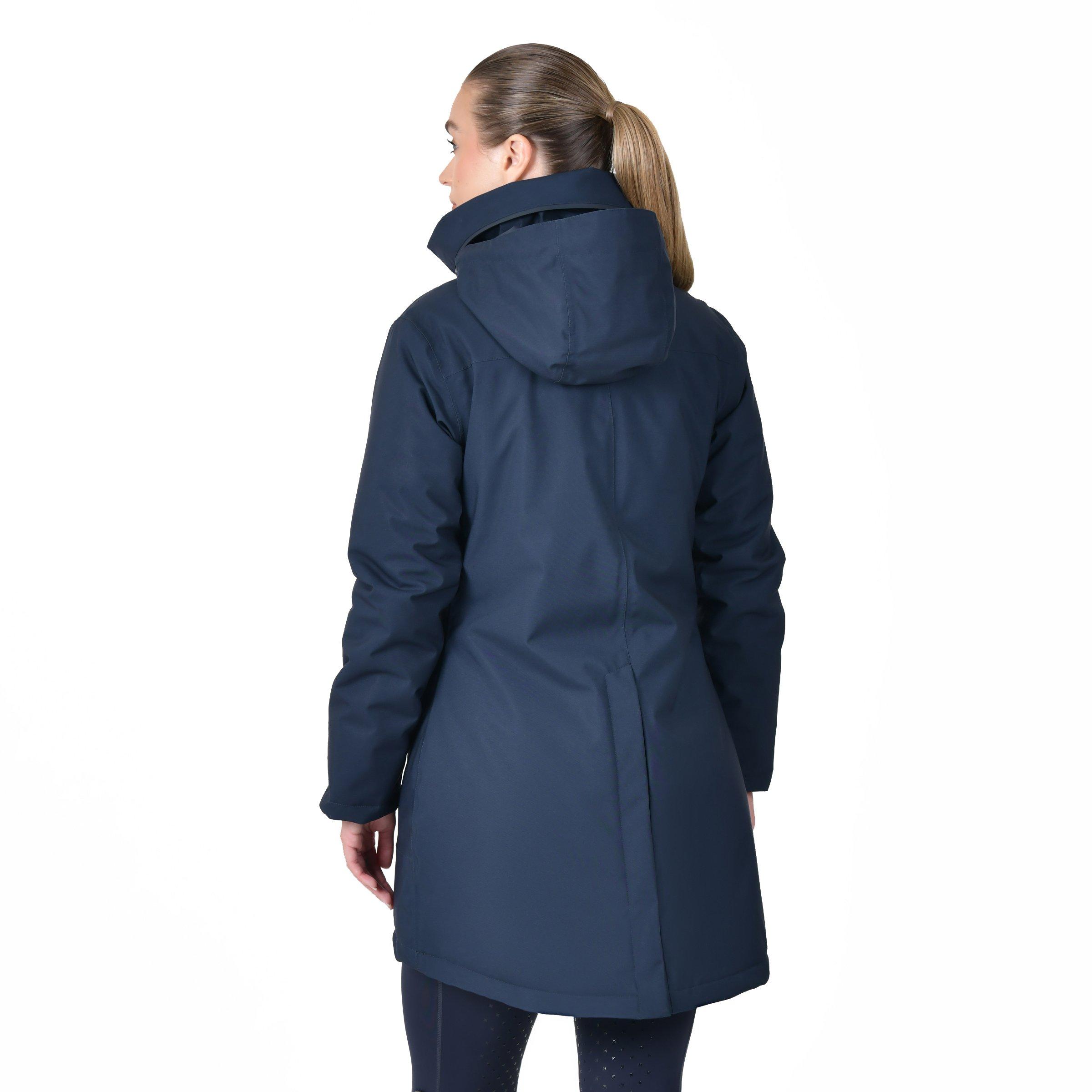 Azul marino - Dublin - Everyday Waterproof Concealed Hood Thigh Length Equestrian Jacket - 2