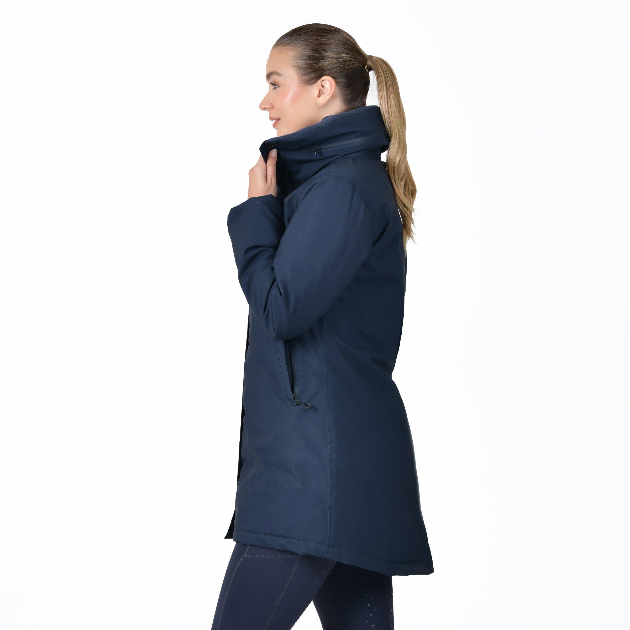 Azul marino - Dublin - Everyday Waterproof Concealed Hood Thigh Length Equestrian Jacket - 3