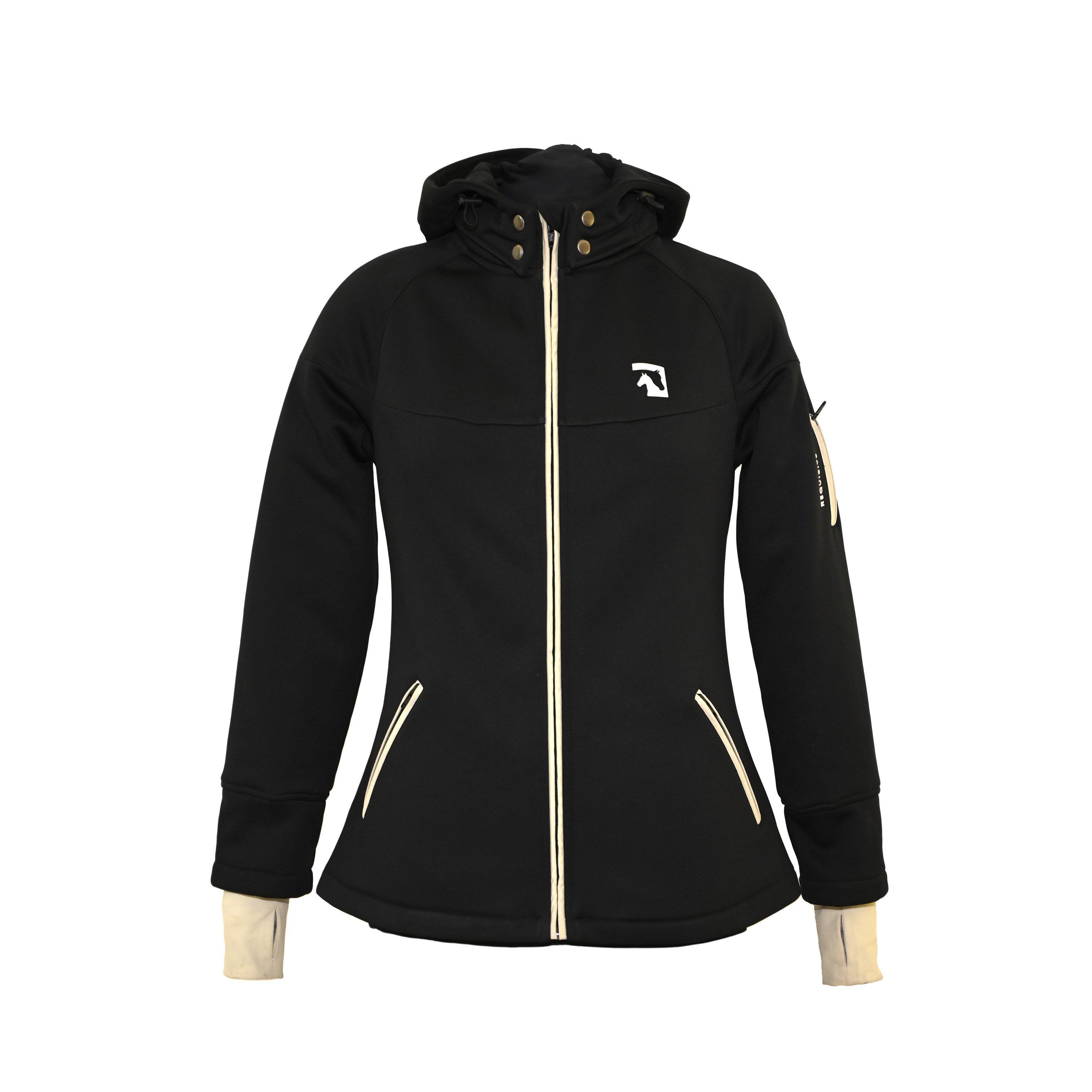 Schwarz - Requisite - Women's Essential Wind Resistant Softshell Detachable Hood Long Sleeve Equestrian Jacket - 1