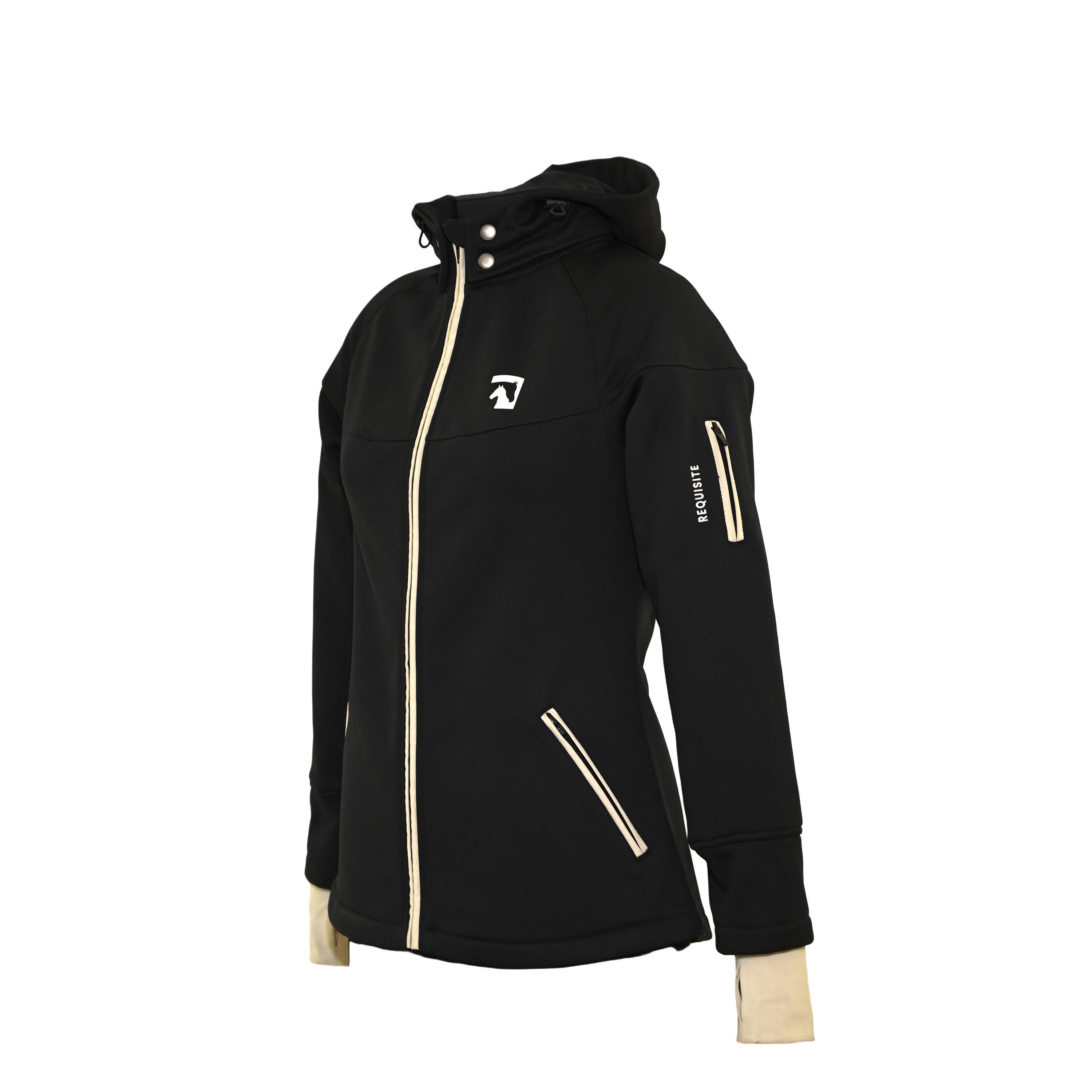 Schwarz - Requisite - Essential Wind Resistant Softshell Detachable Hood Long Sleeve Equestrian Jacket - 2