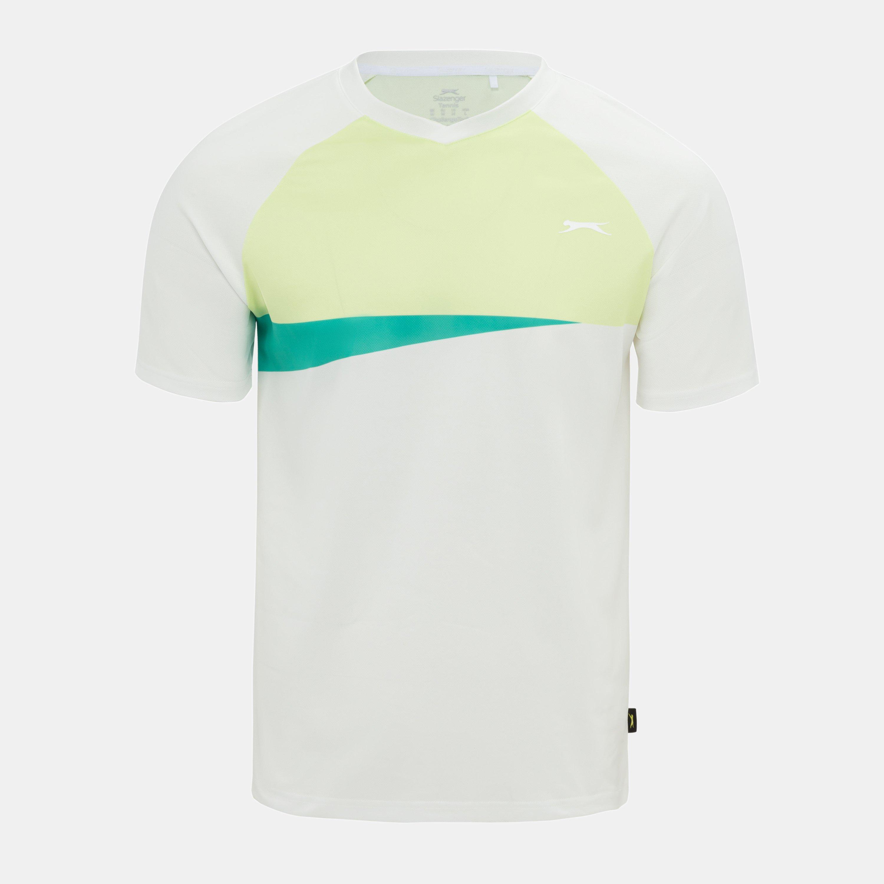 Slazenger Men's Tennis T Shirt - White/Arcadia - S