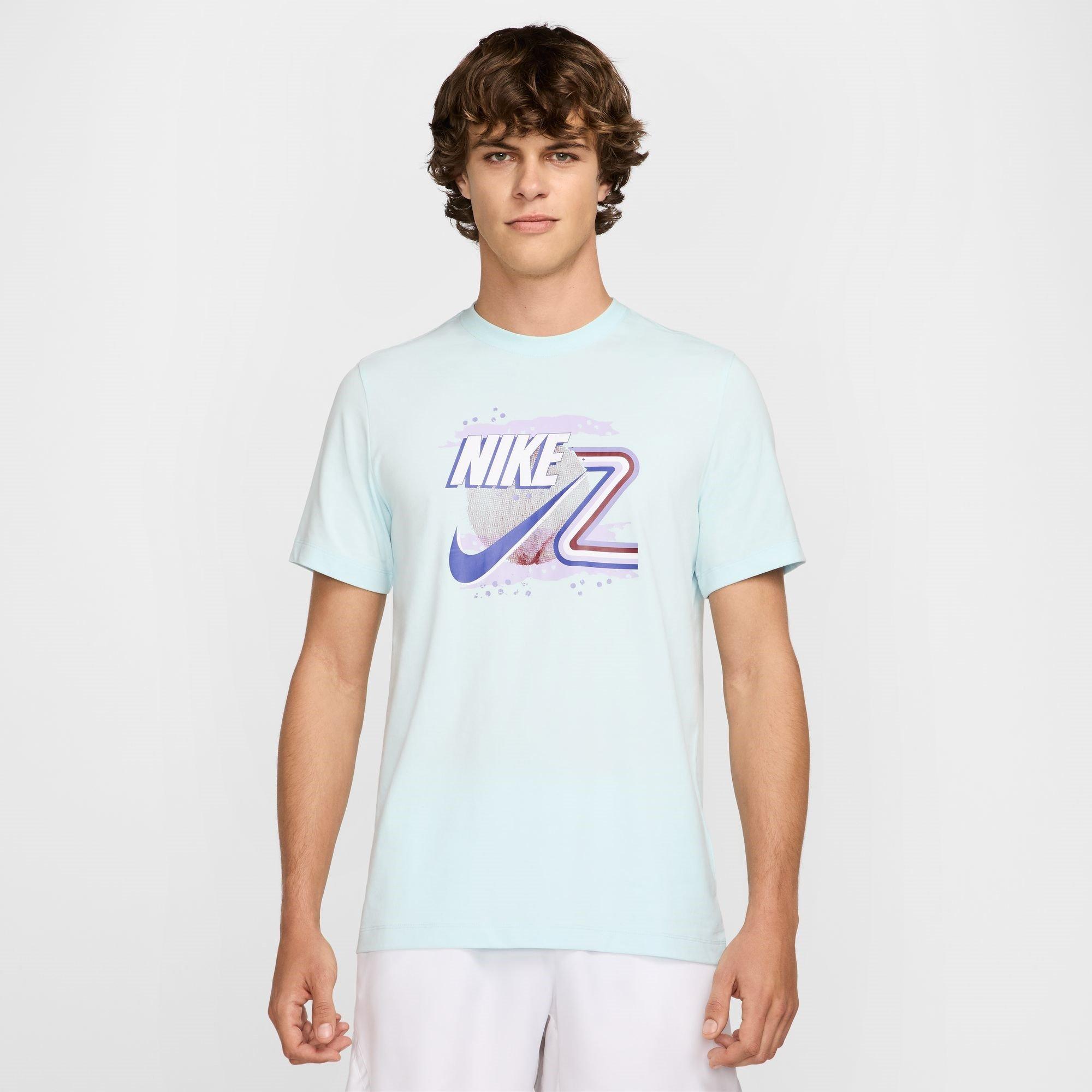 white and blue nike top