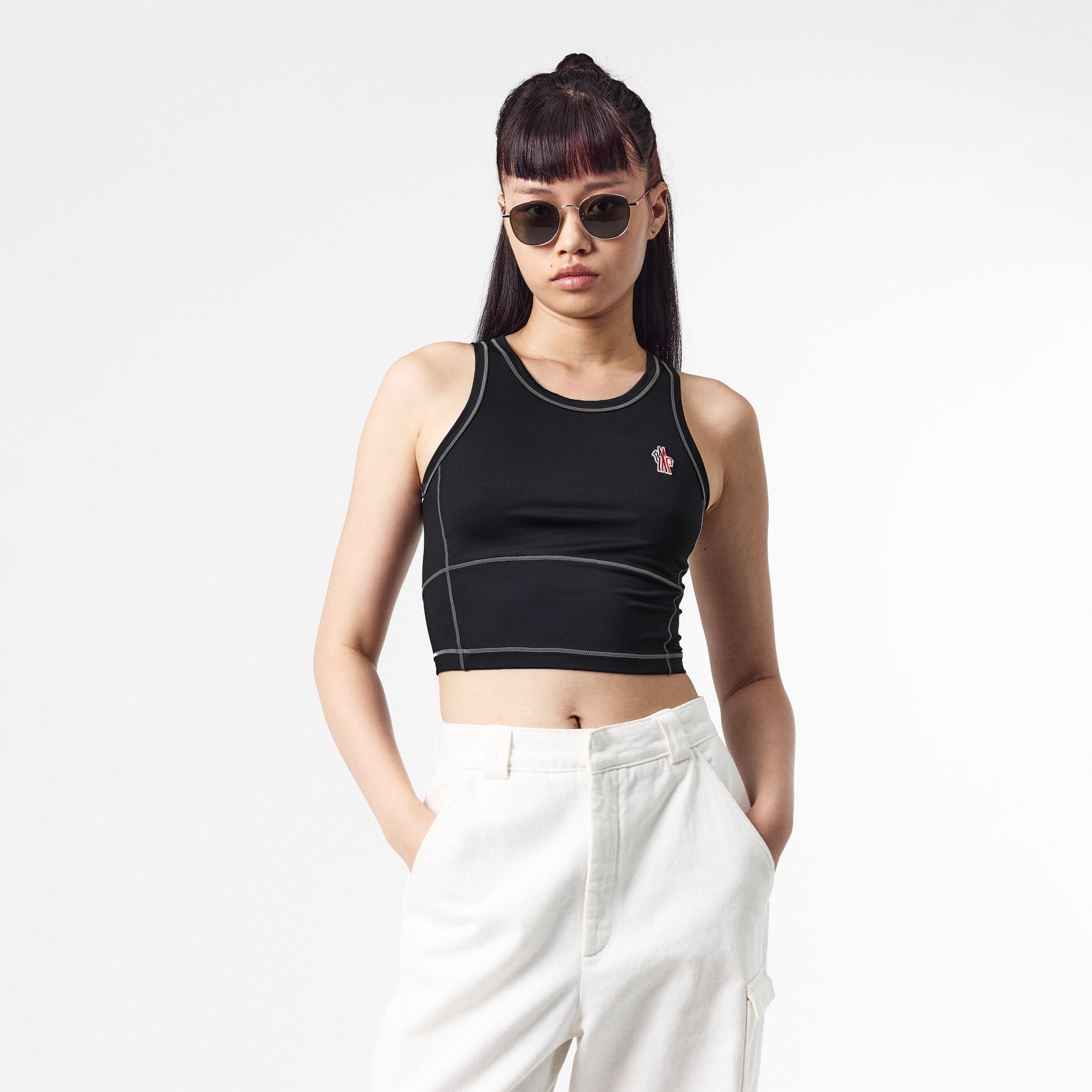 Black 999 - Moncler Grenoble - Women's Technical Stretch Strappy Crop Top - 3