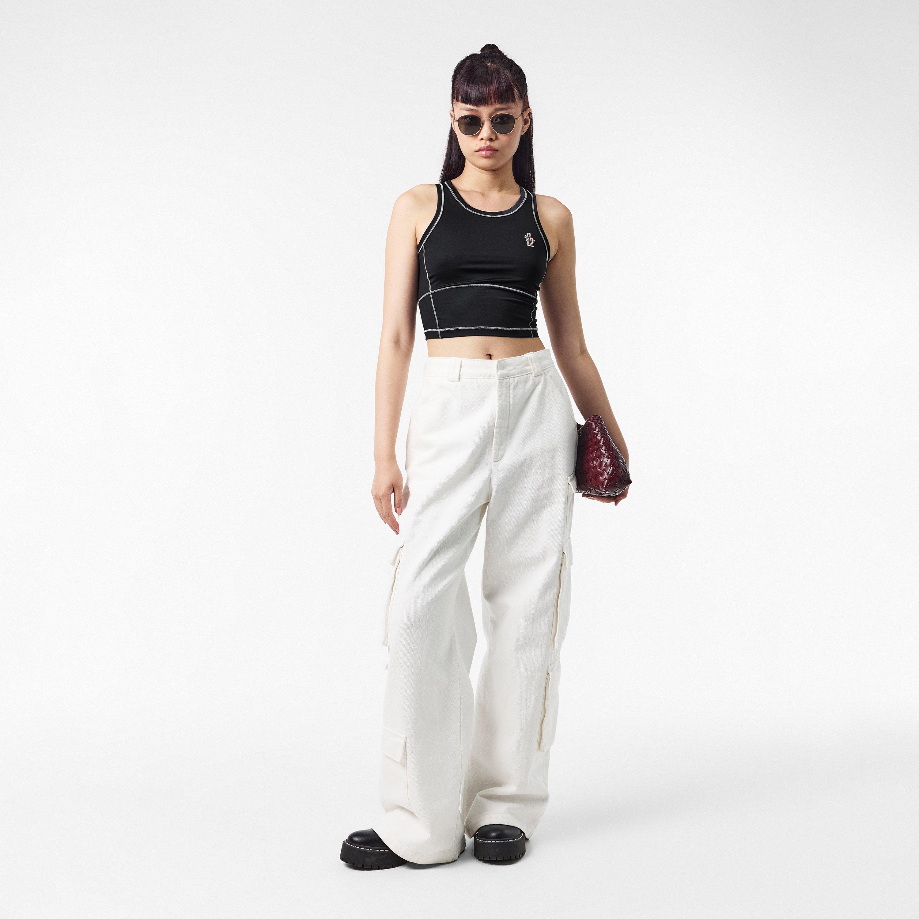 Black 999 - Moncler Grenoble - Women's Technical Stretch Strappy Crop Top - 6