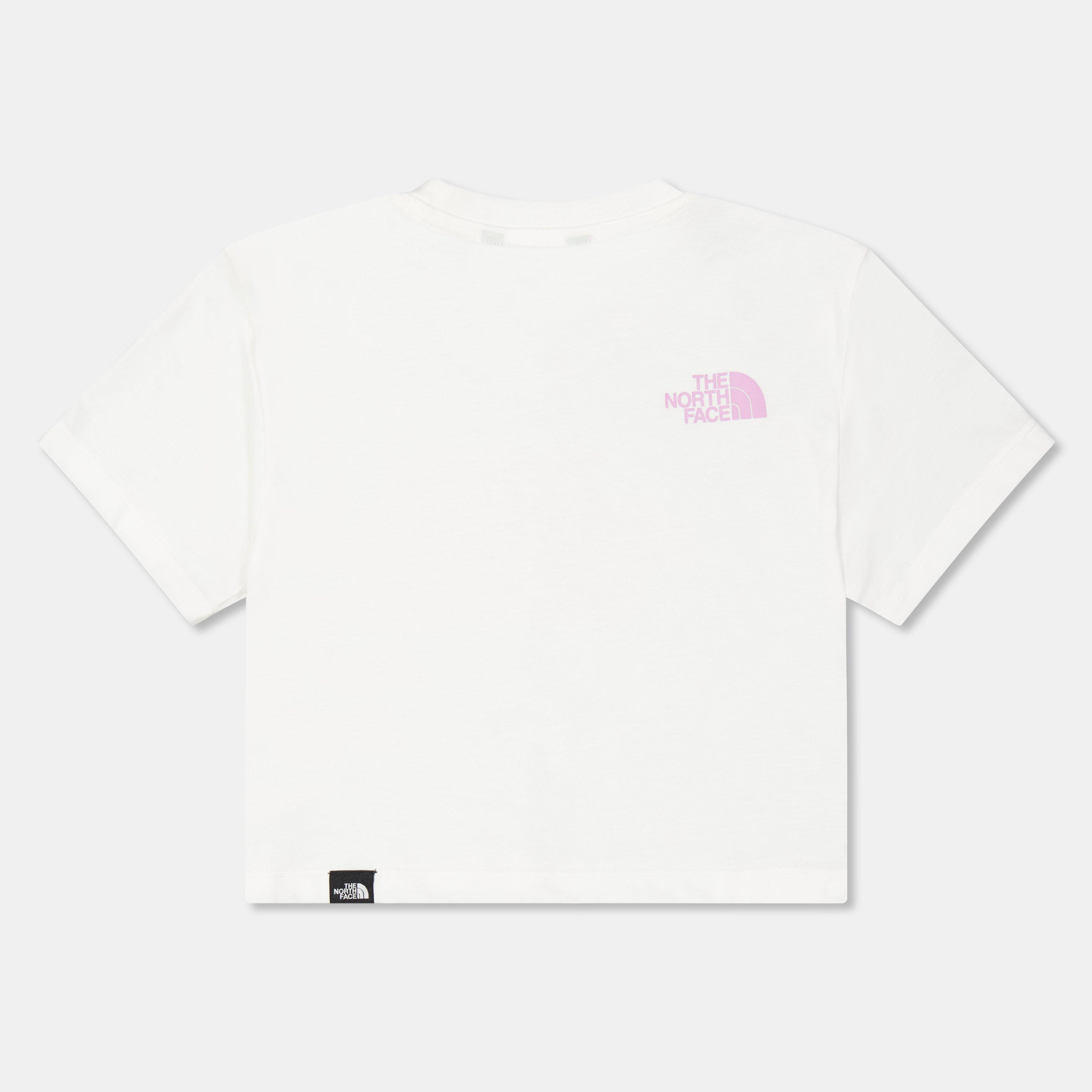 Wht/Pnk 9ZT - The North Face - Kids' Short-Sleeve Cyber Berry Crop Top - 2