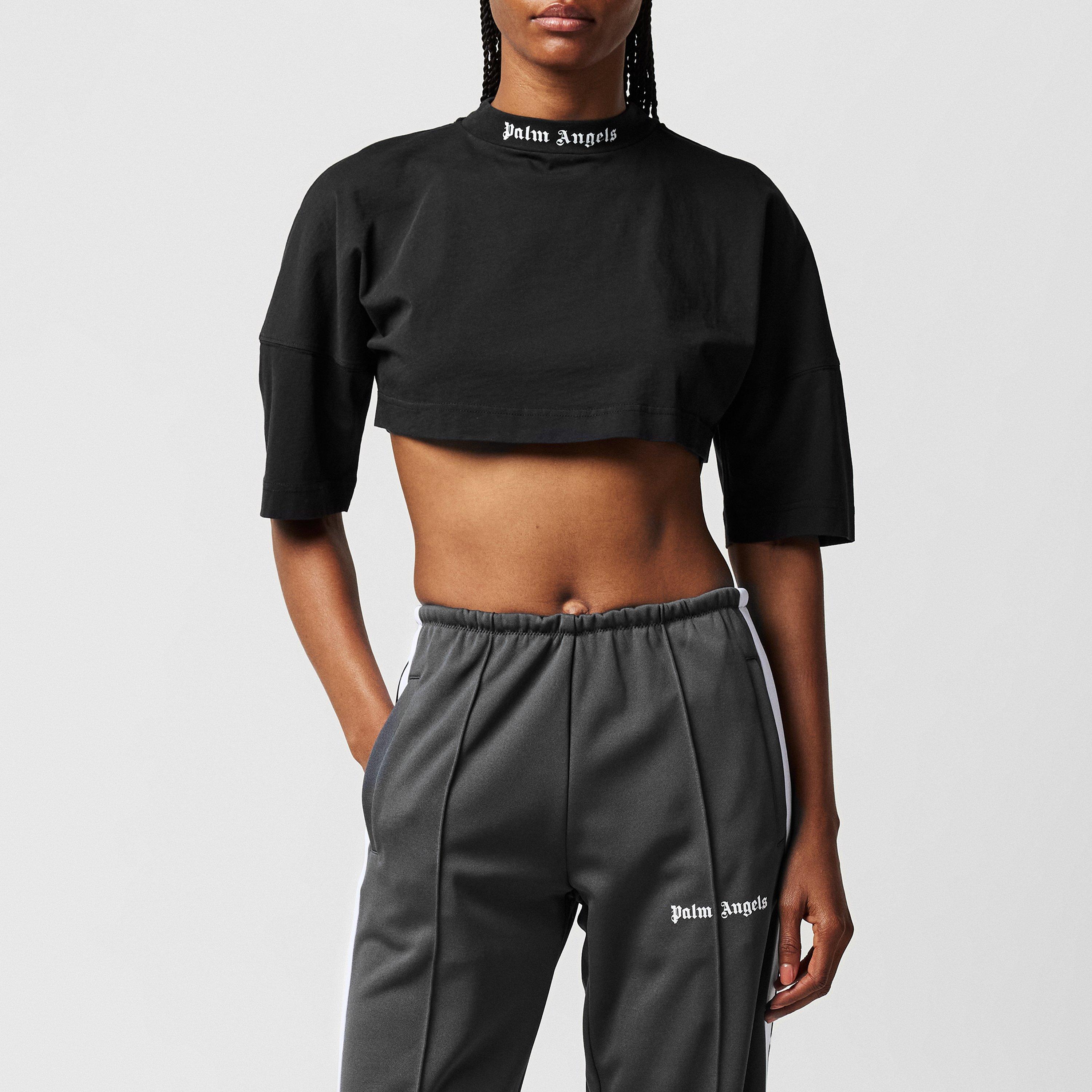 Palm Angels Logo Crop T-Shirt - Black - Size 8 (XS)