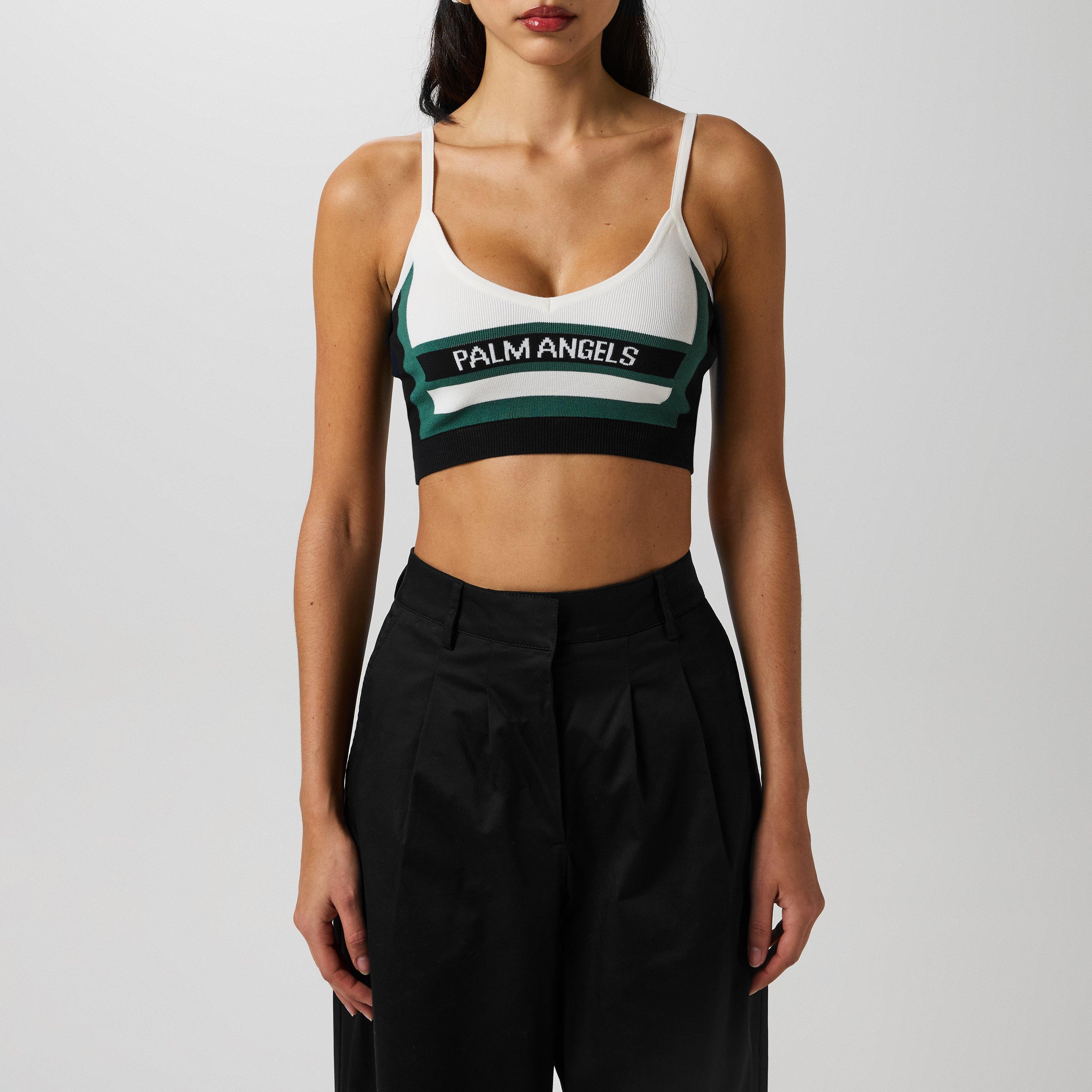 Palm Angels Women's Race Crop Knit Top - Blue - 12 (M)