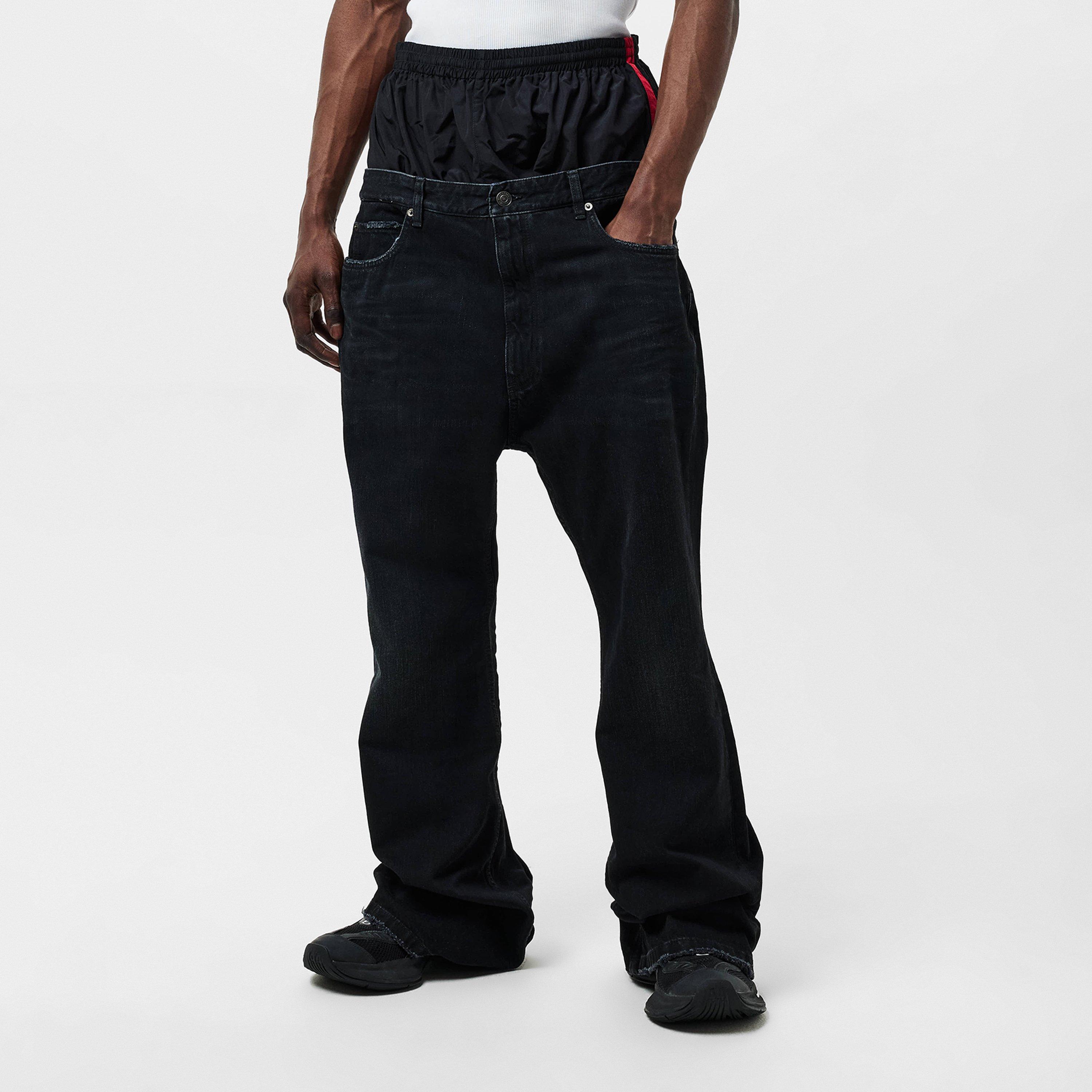 Midnight - Balenciaga - Men's Layered Straight Leg Jeans - 3