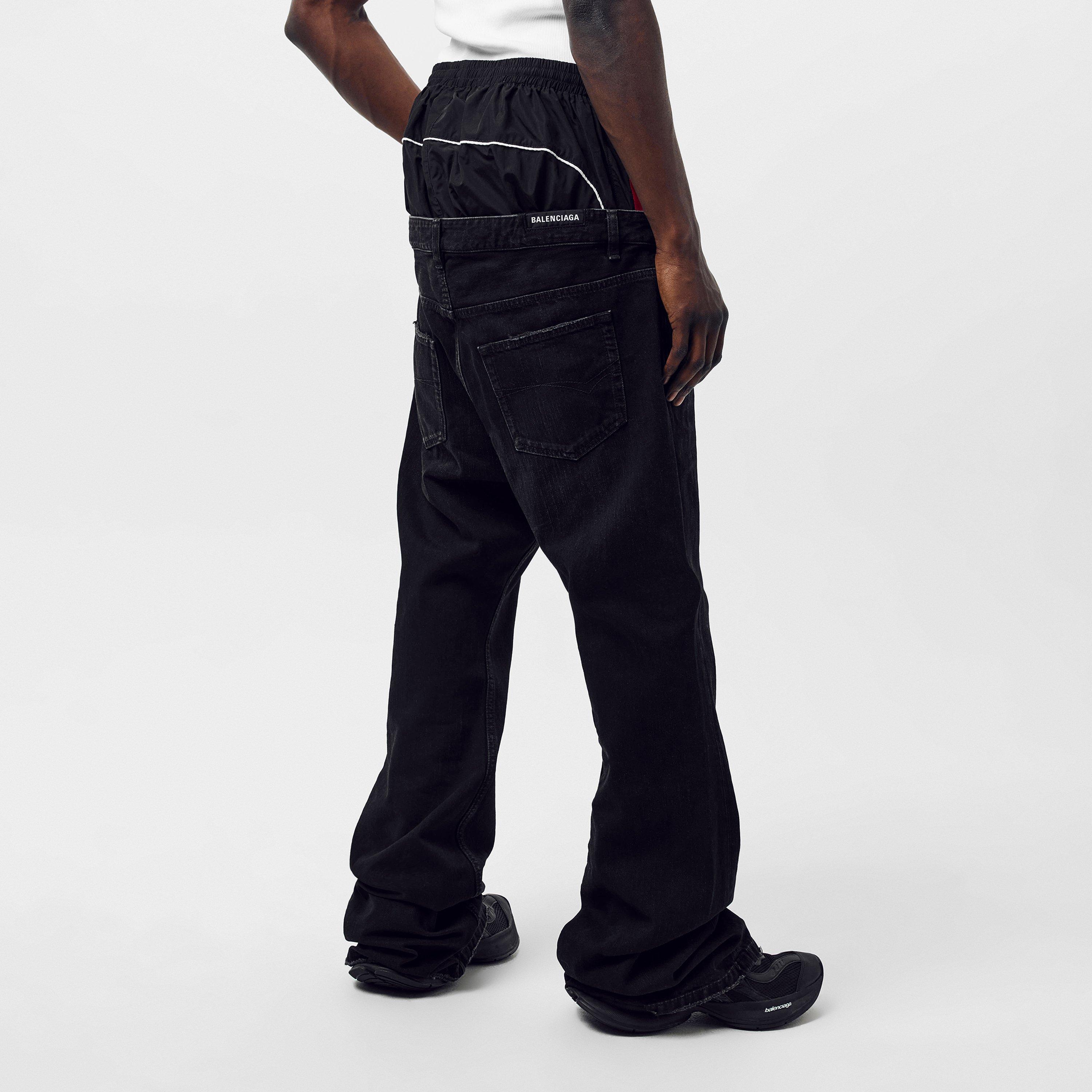 Midnight - Balenciaga - Men's Layered Straight Leg Jeans - 4