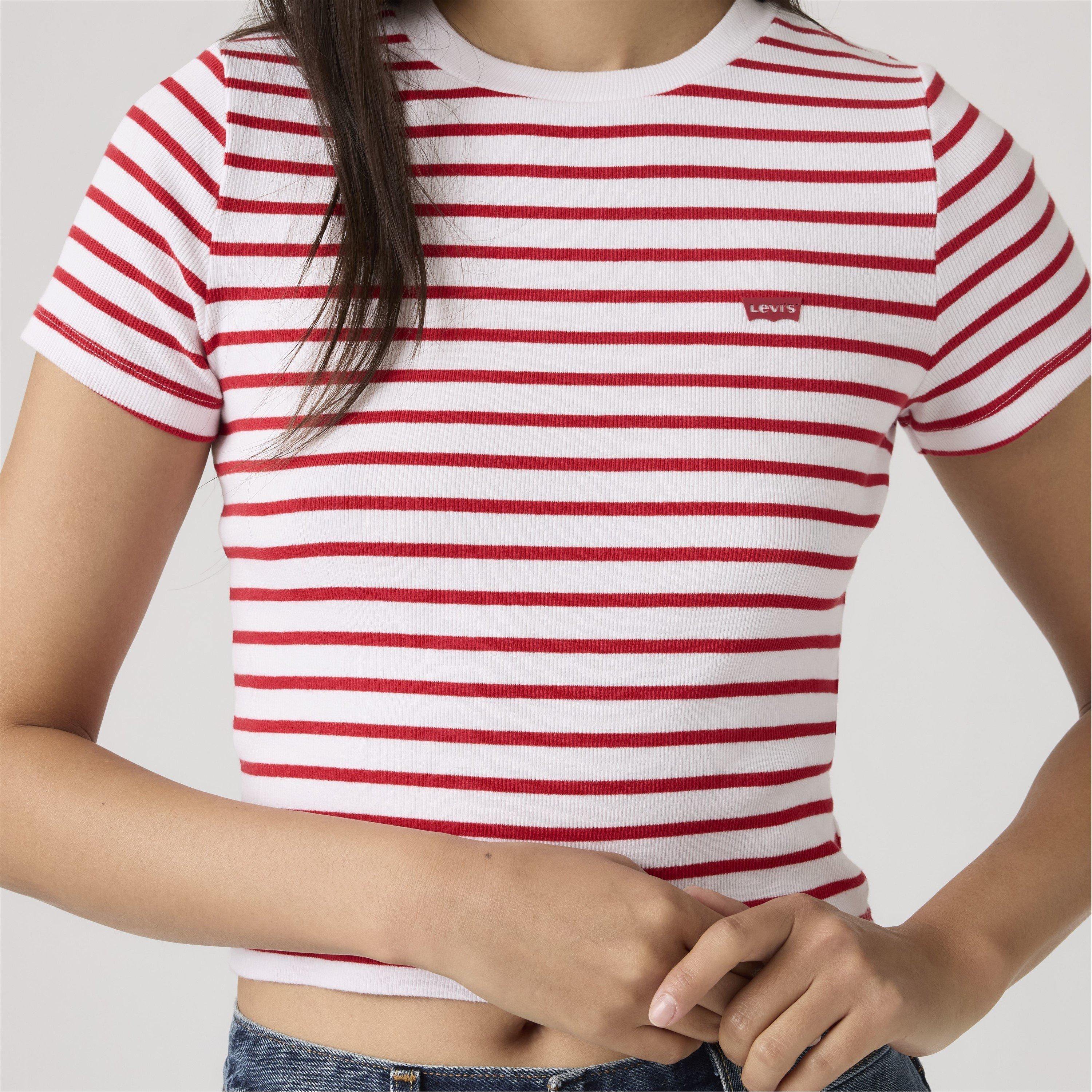 Wht/Urban Red - Levis - Women's Essential Sporty White Cropped Crop Top - 2