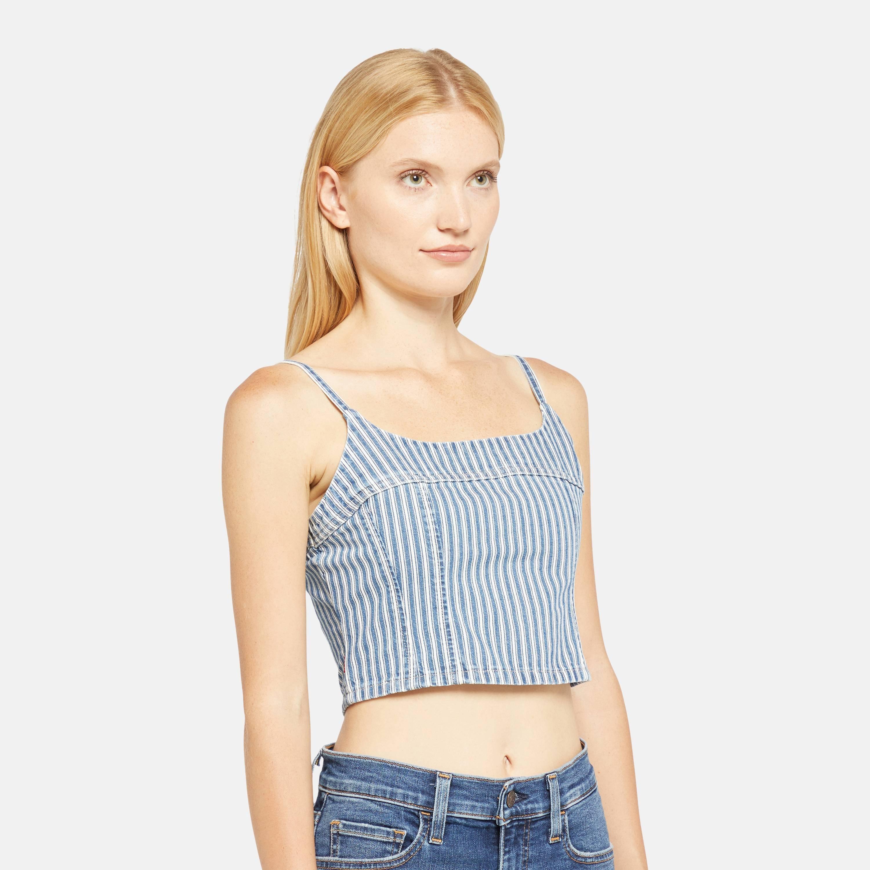 Levis Women's Jadine Denim Cami Vest - Mischa Stripe - 8 (XS)
