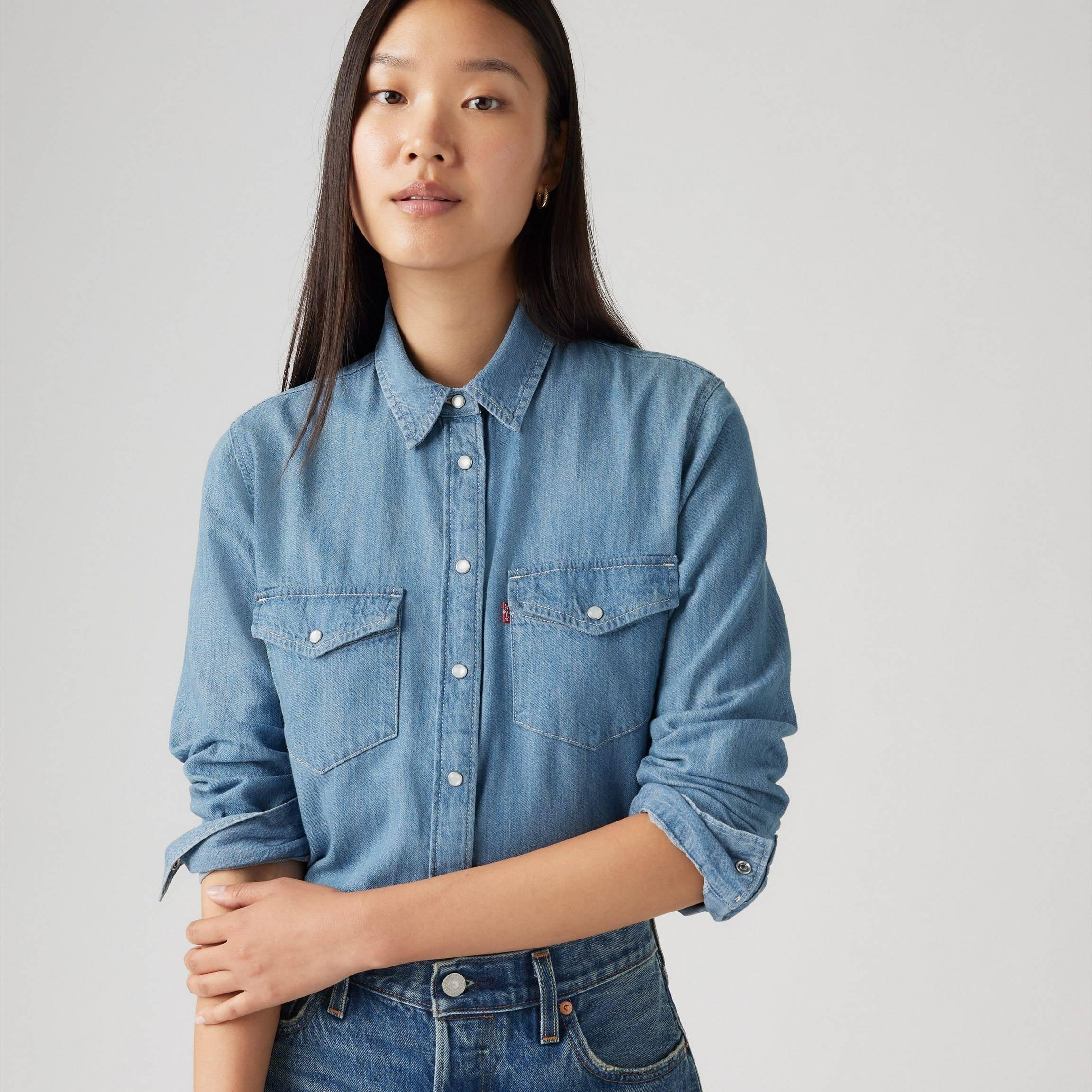 Pause Spielen - Levis - Women's Iconic Western Long-Sleeve Denim Shirt - 2