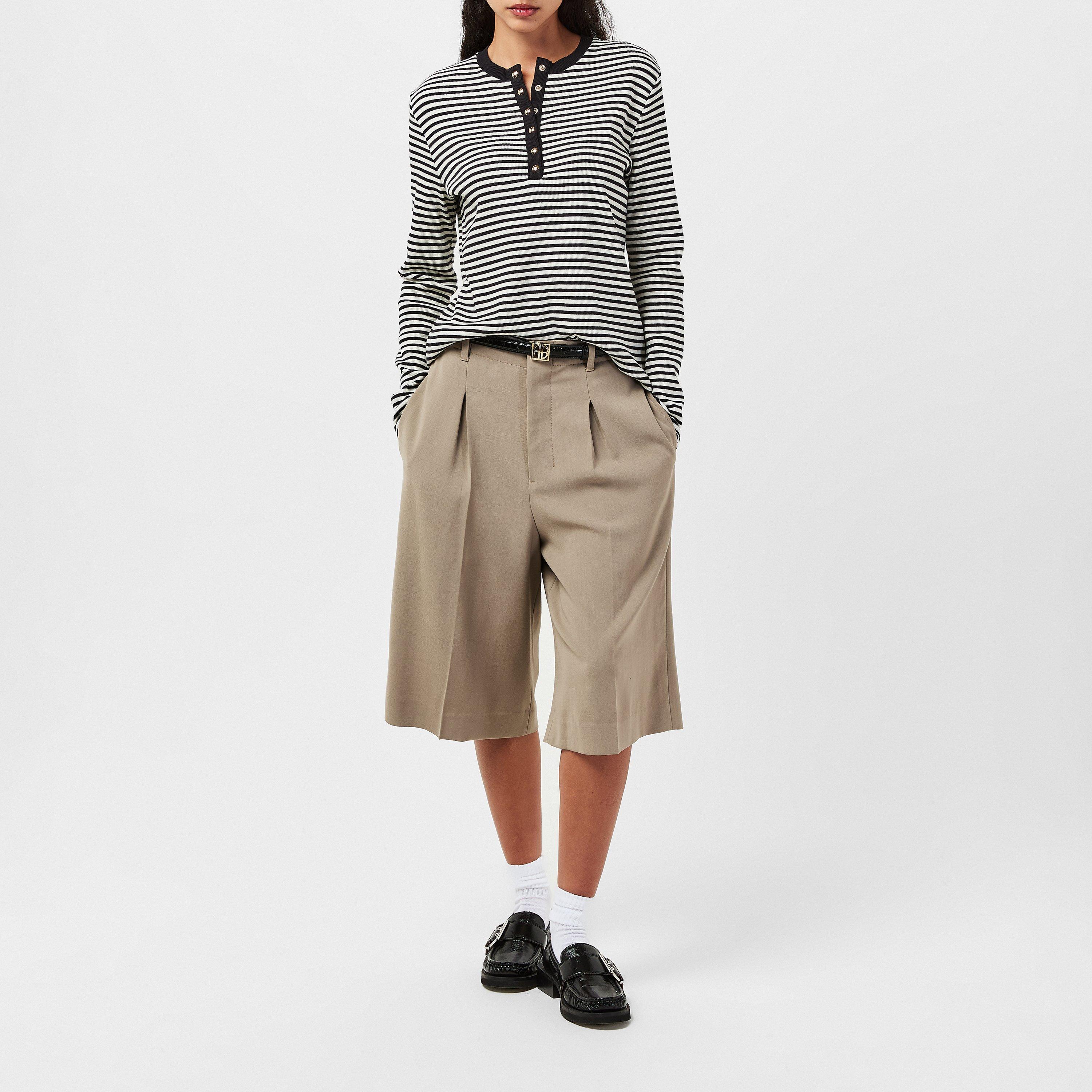 Cream/Black - Anine Bing - Alessia Long Sleeve T-Shirt - 6