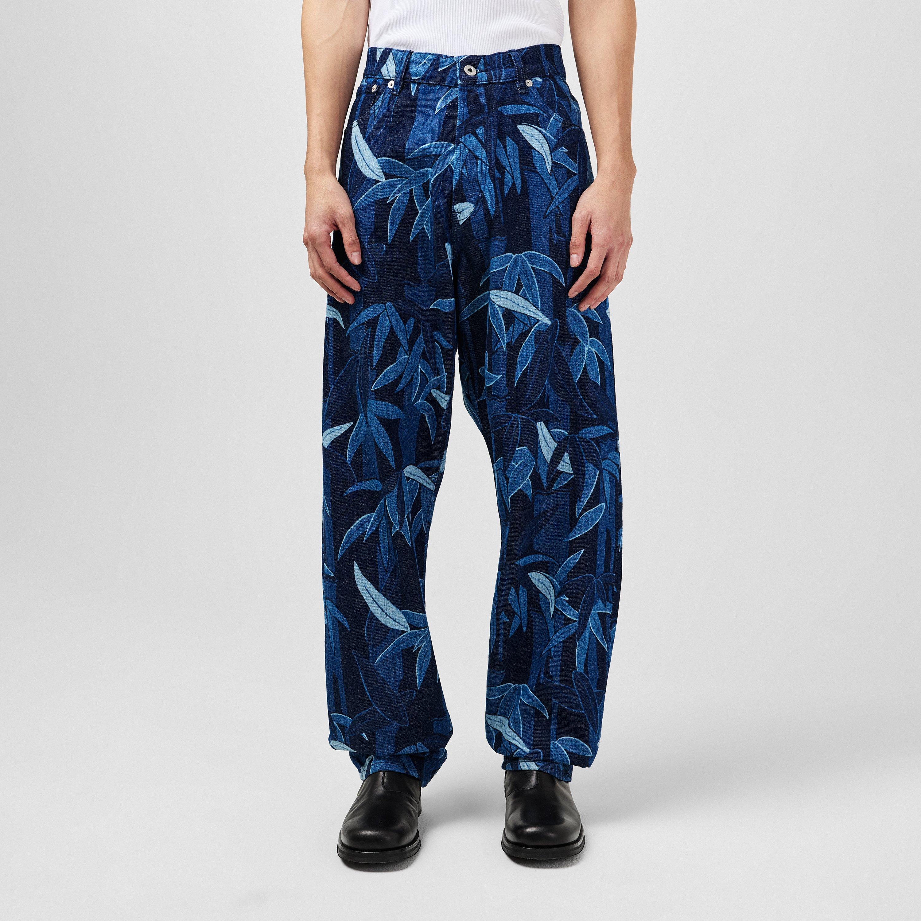 Blue - Kenzo - Men's Hawaiian Straight Leg Jeans - 3