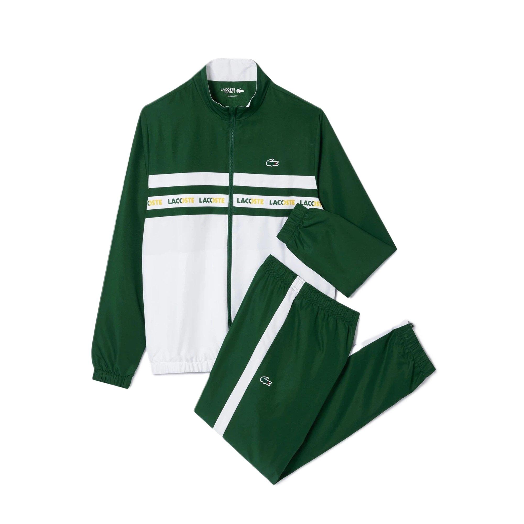 Green/White - Lacoste - Men's Logo Stripe Performance Tracksuit - 3