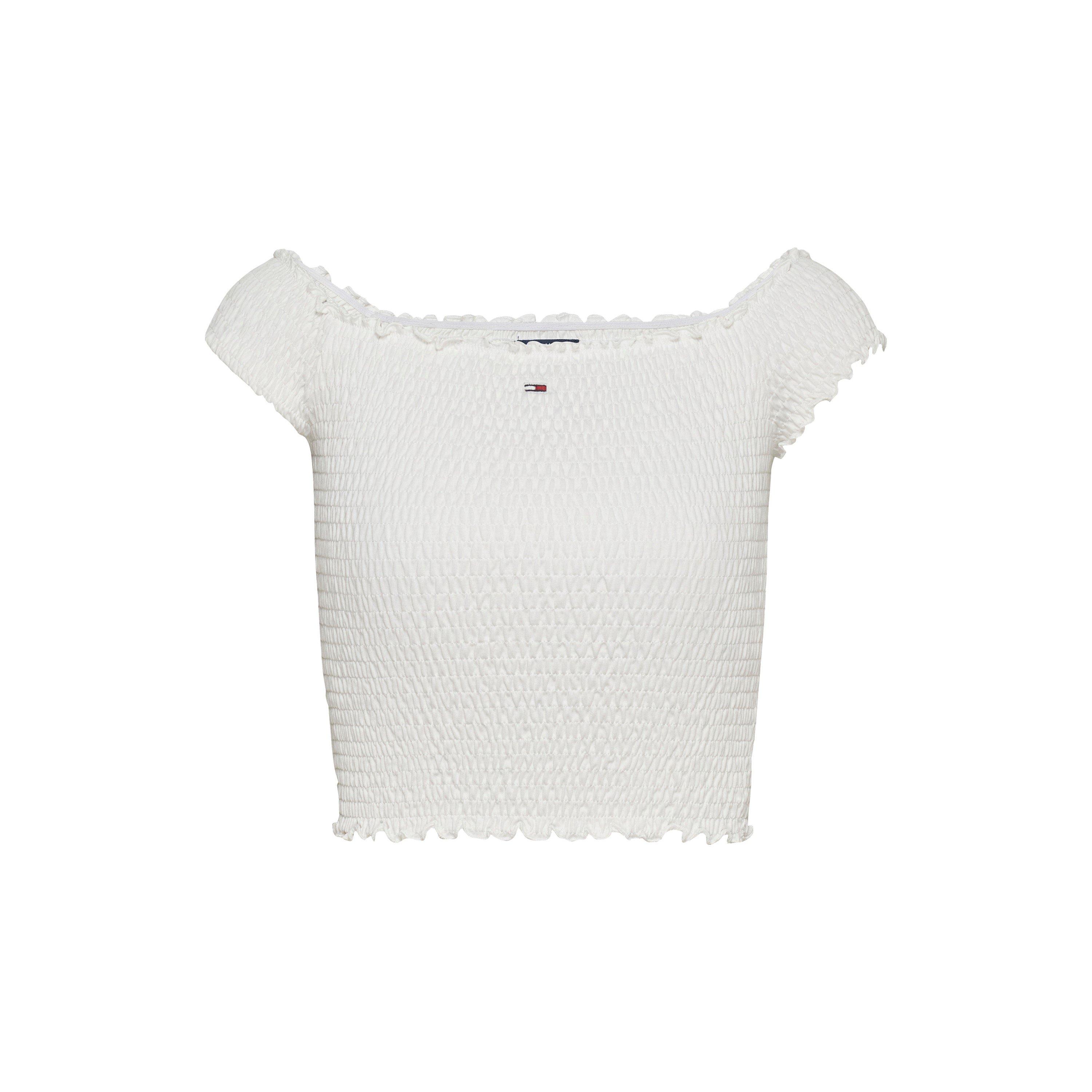 Ecru - Tommy Jeans - Women's Smock Lightweight Crop Top - 1