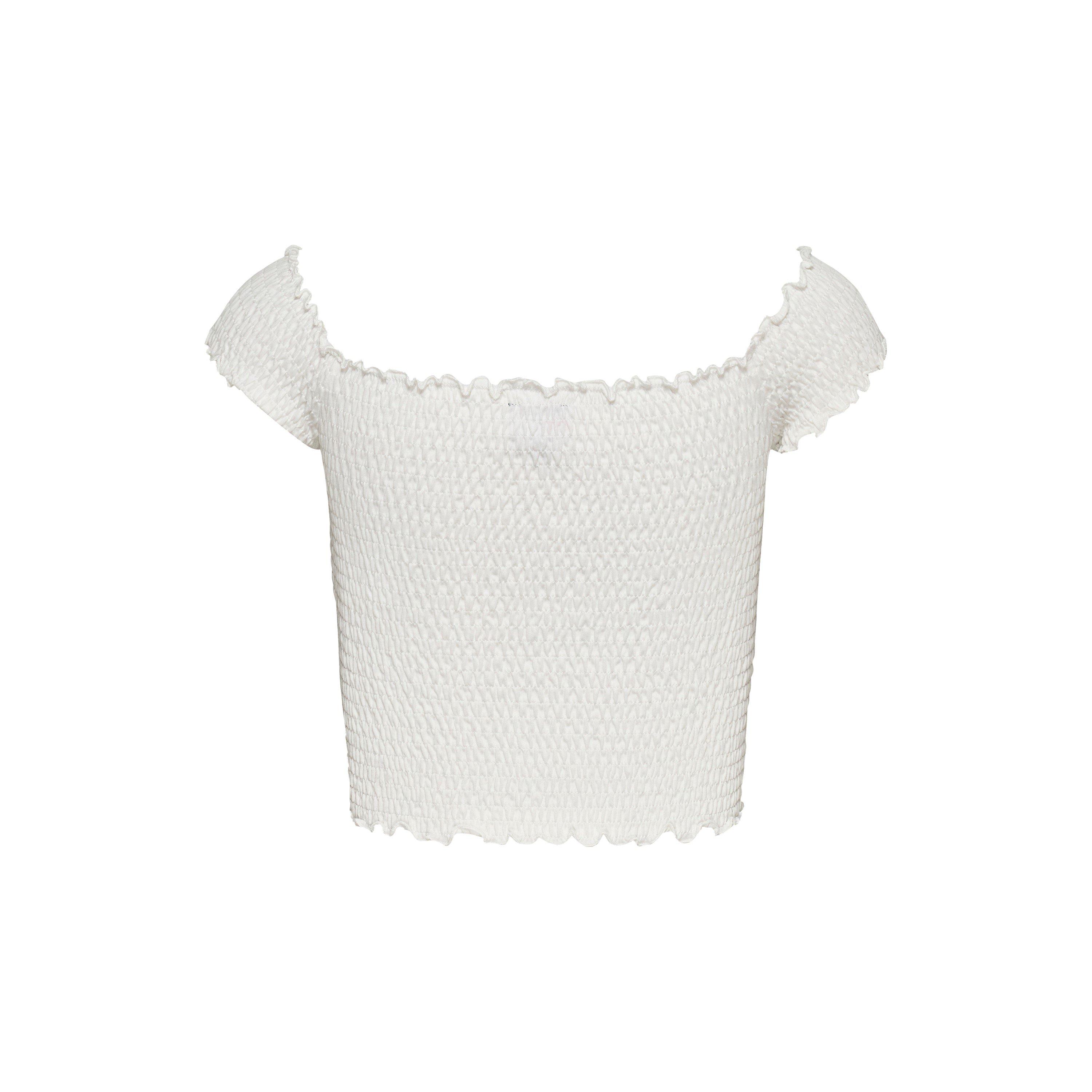 Ecru - Tommy Jeans - Women's Cropped Smock Crop Tops - 2