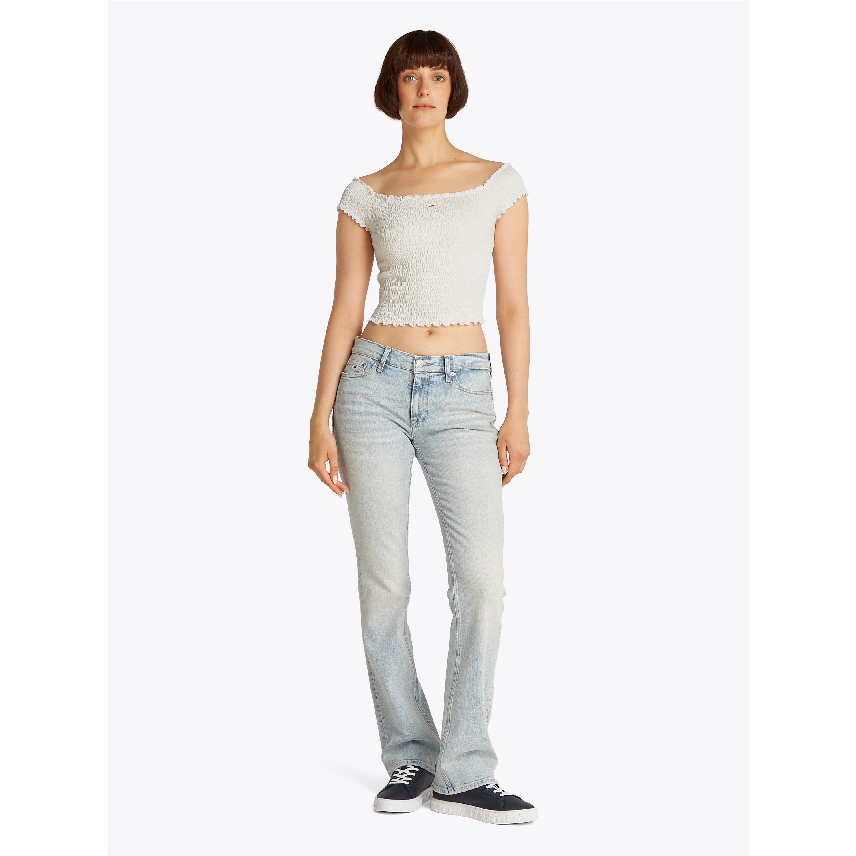 Ecru - Tommy Jeans - Women's Cropped Smock Crop Tops - 5