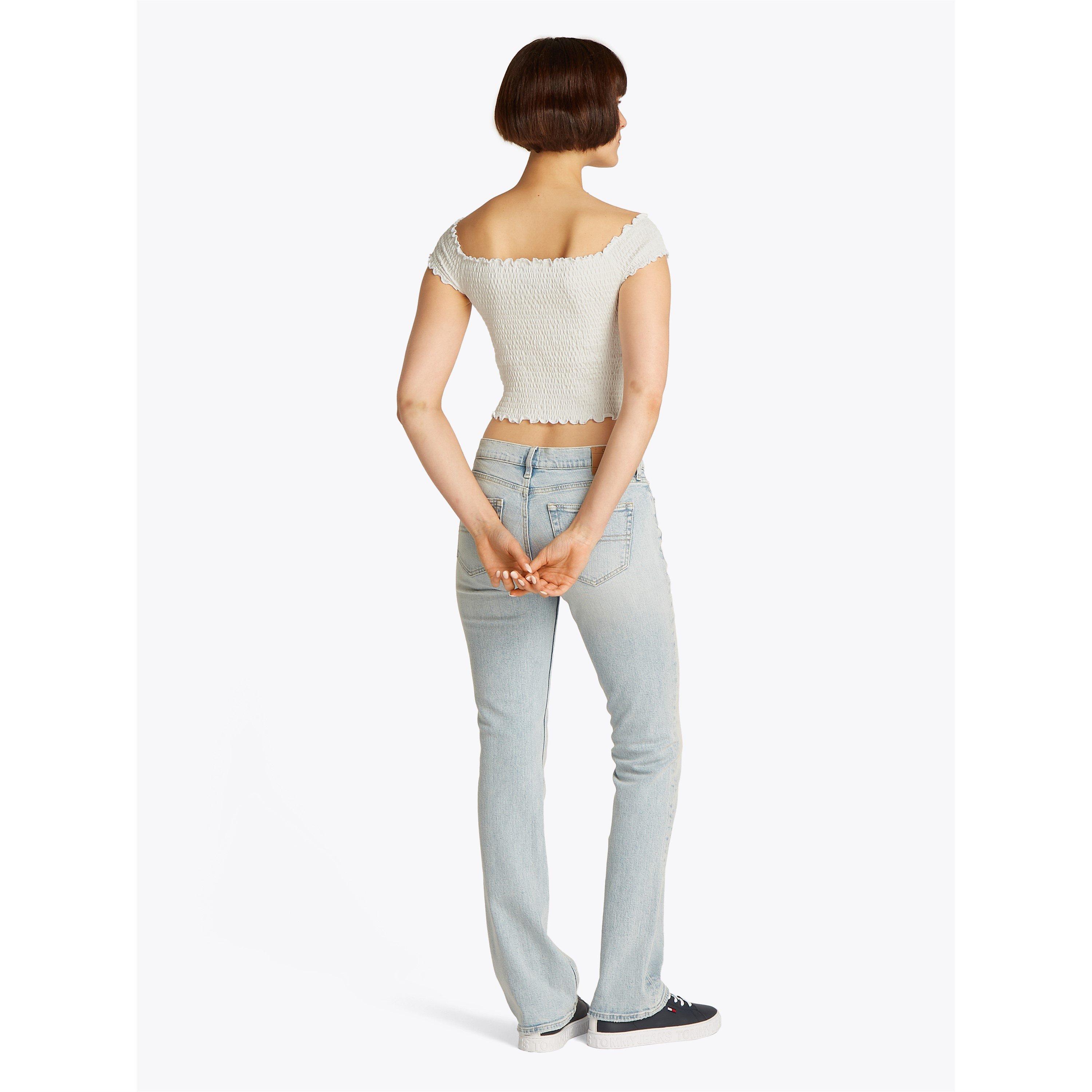 Ecru - Tommy Jeans - Women's Cropped Smock Crop Tops - 6