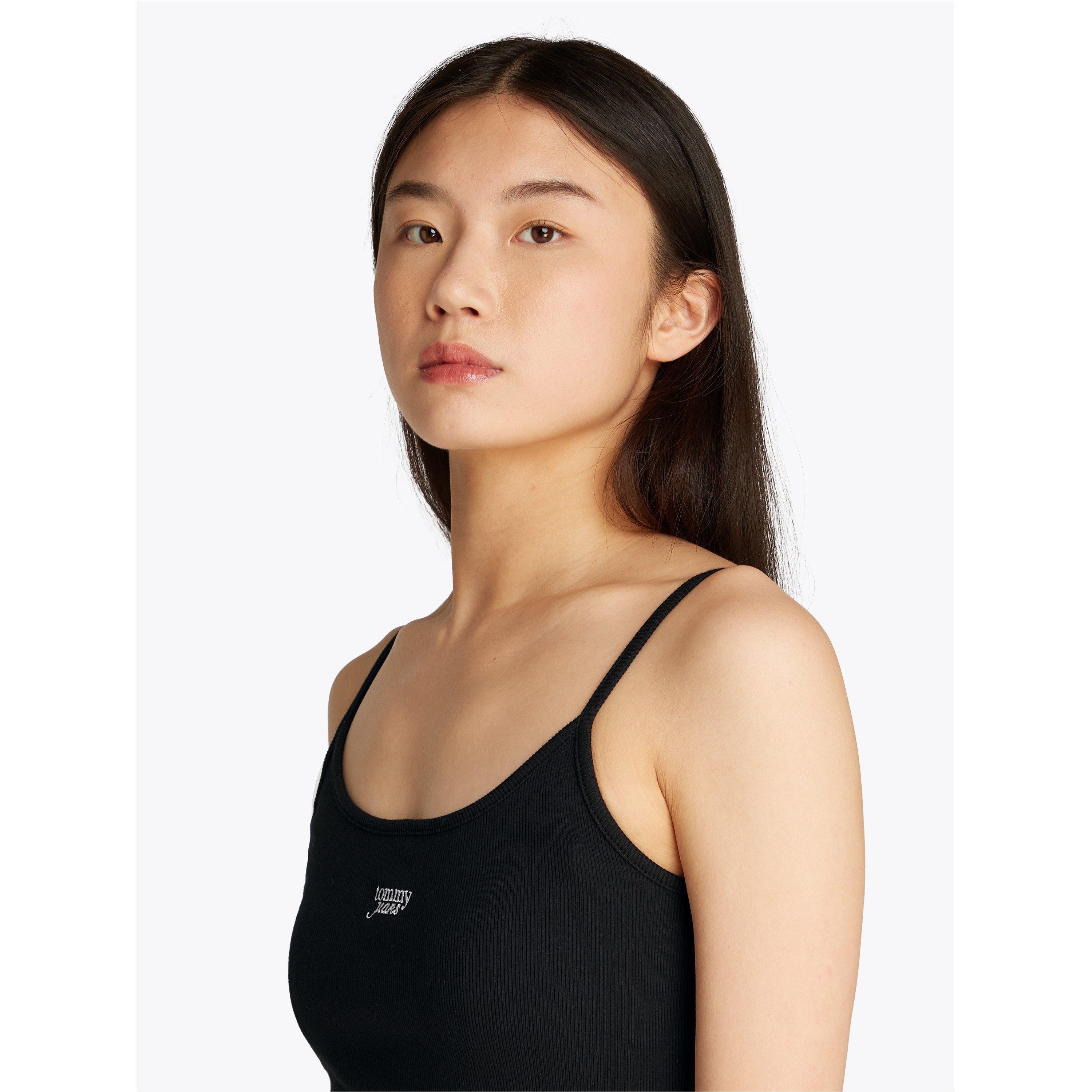 Preto - Tommy Jeans - Women's Script Strappy Cami Top - 4