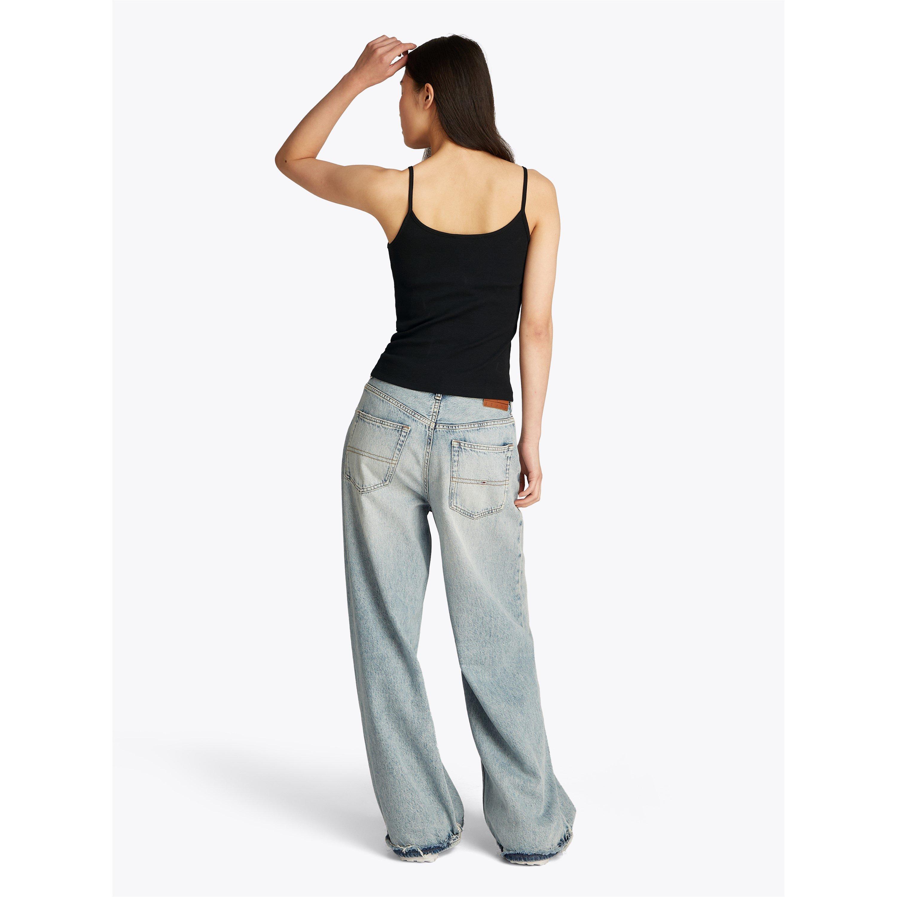 Preto - Tommy Jeans - Women's Script Strappy Cami Top - 6