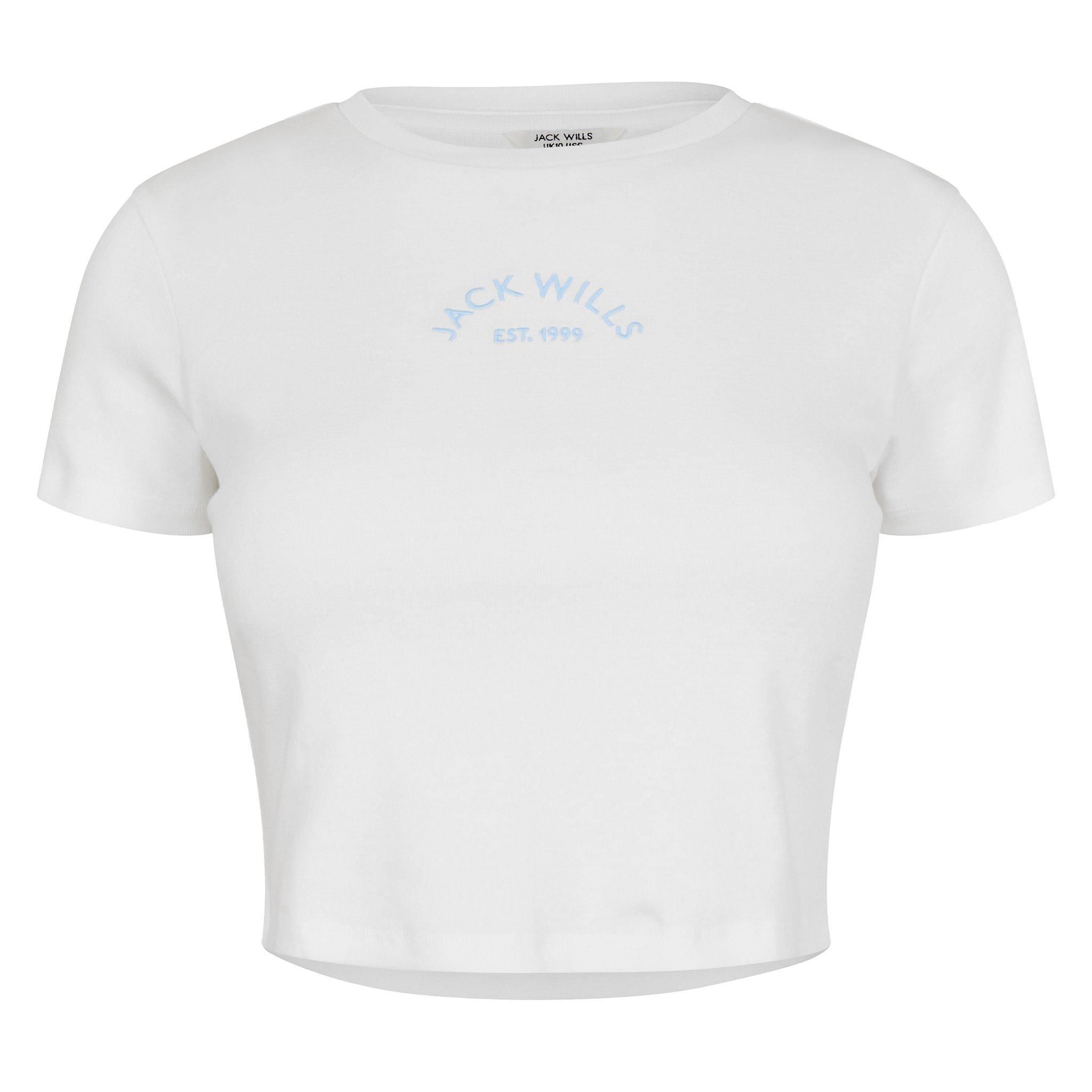 Jack Wills Women's Cropped Baby Tee - White - 14 (L)