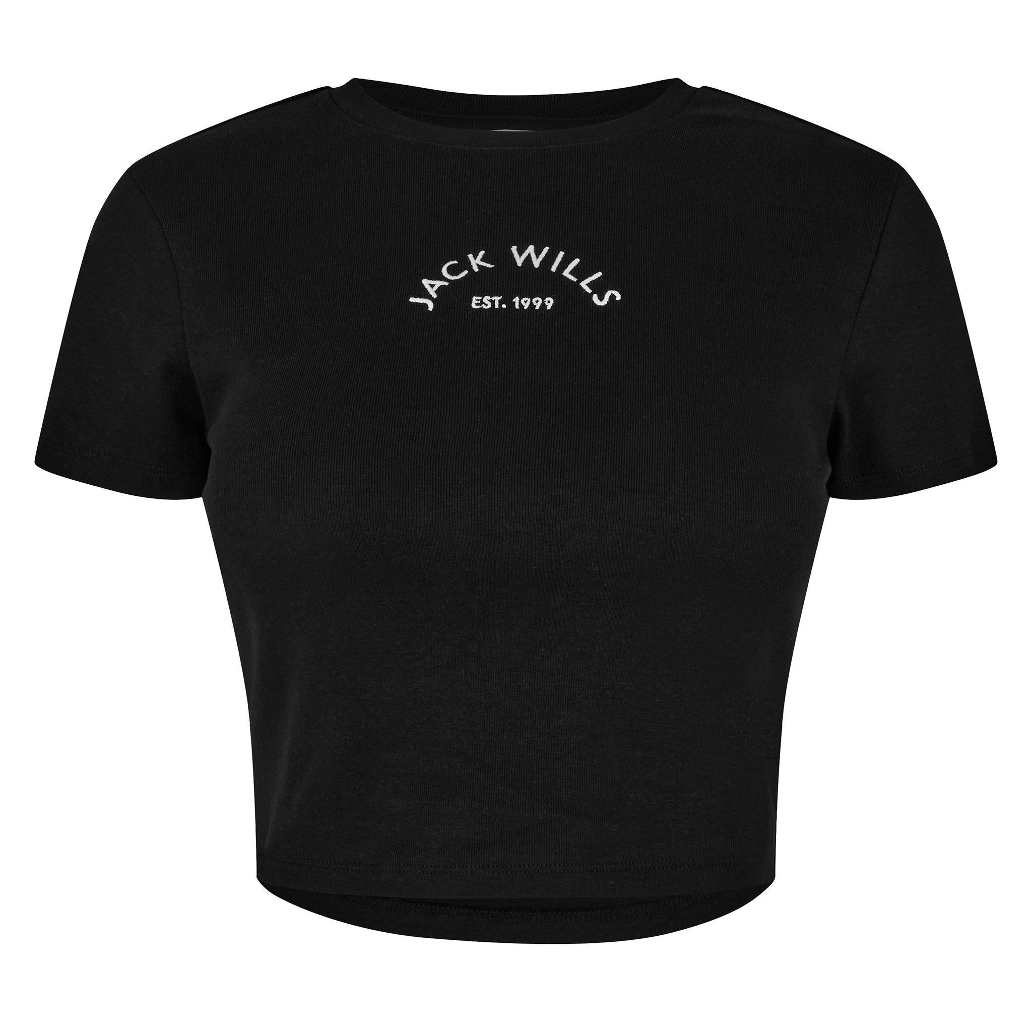 Jack Wills Women's Cropped Baby Tee - Black - 10 (S)