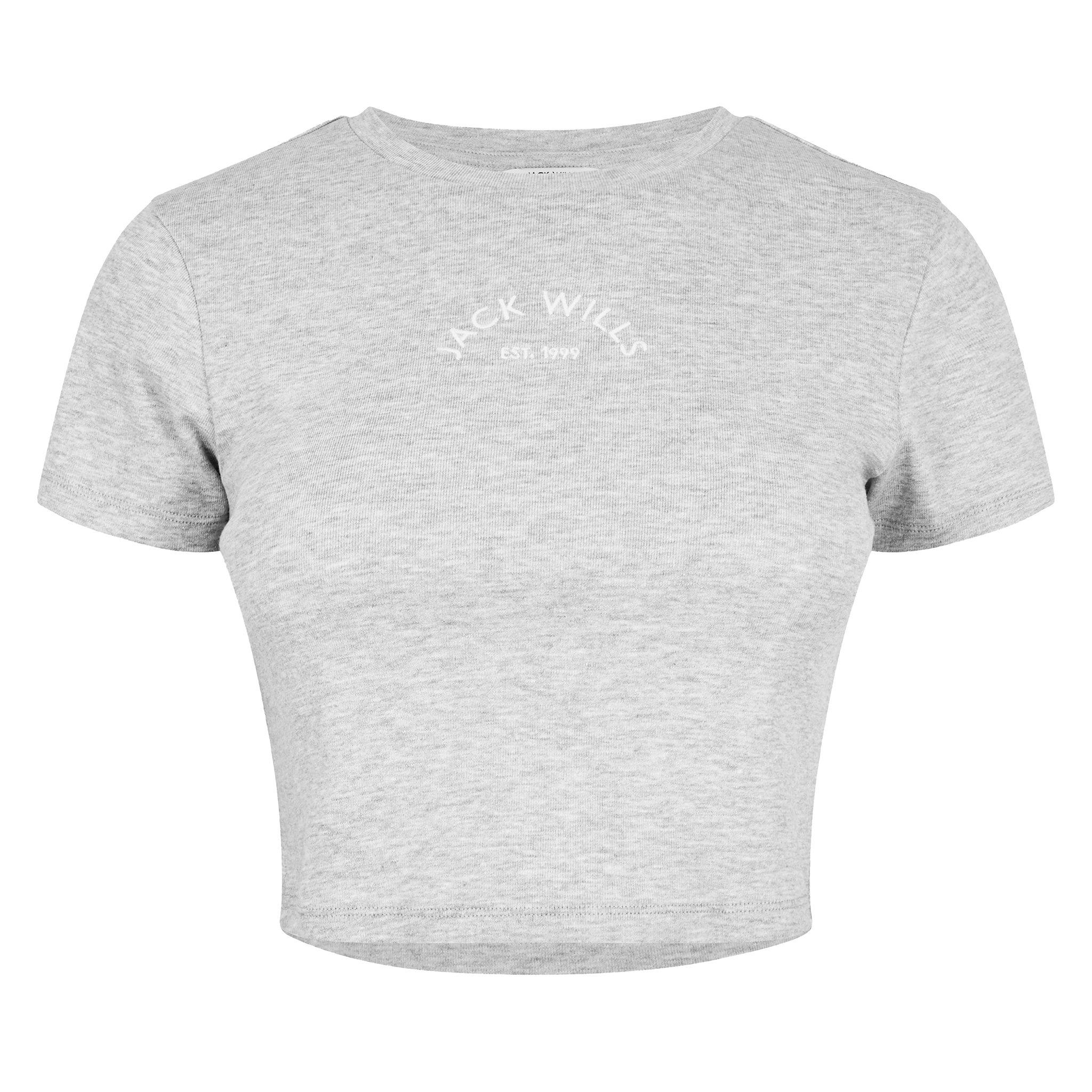 Jack Wills Women's Cropped Baby Tee - Grey Marl - 14 (L)