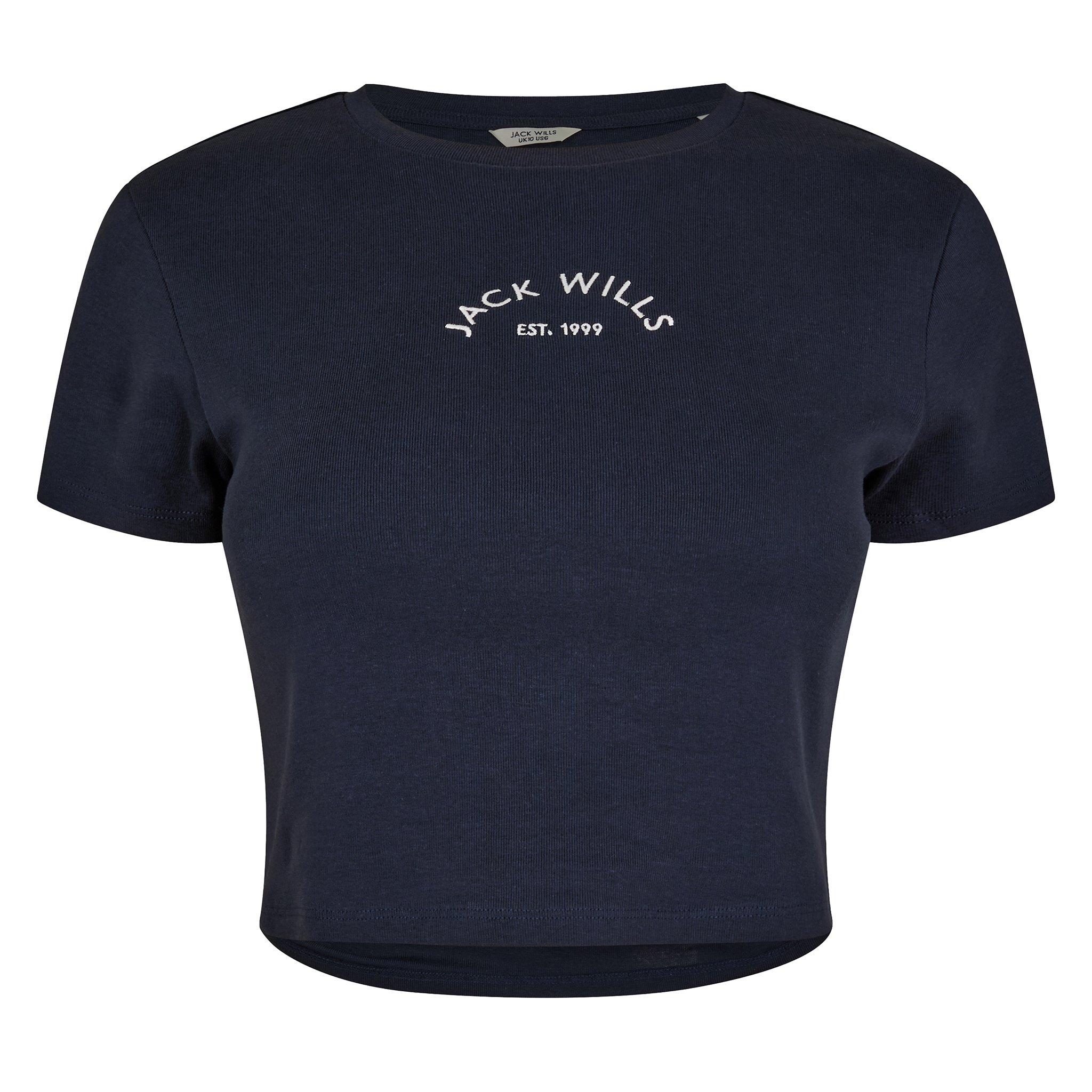 Jack Wills Women's Cropped Baby Tee - Navy - 14 (L)