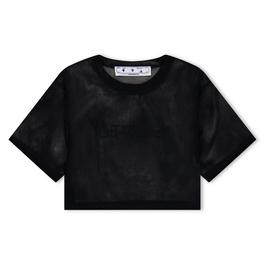 Off White Mesh Crop T Shirt