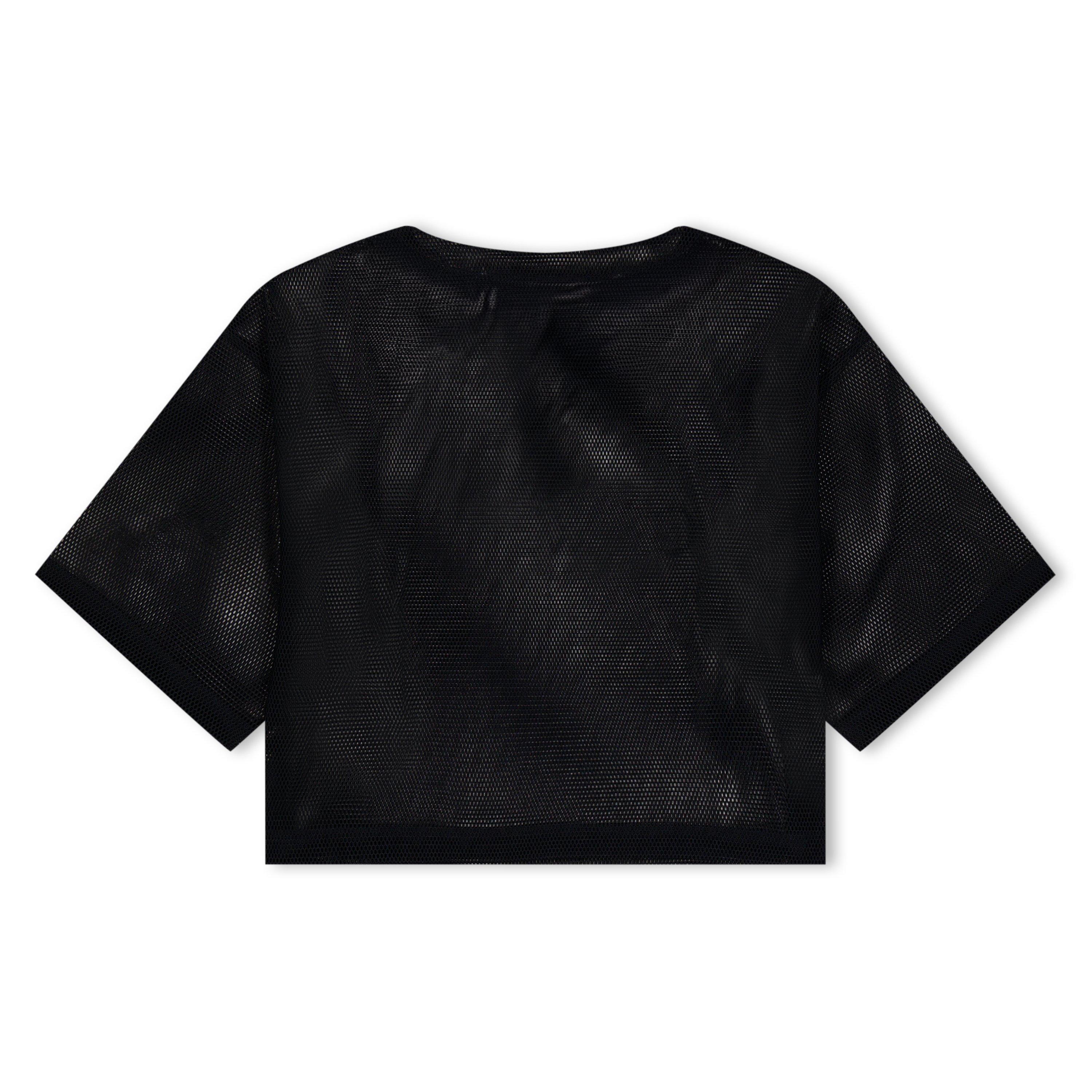 Black - Off White - Women's Mesh Cropped T-Shirt - 2