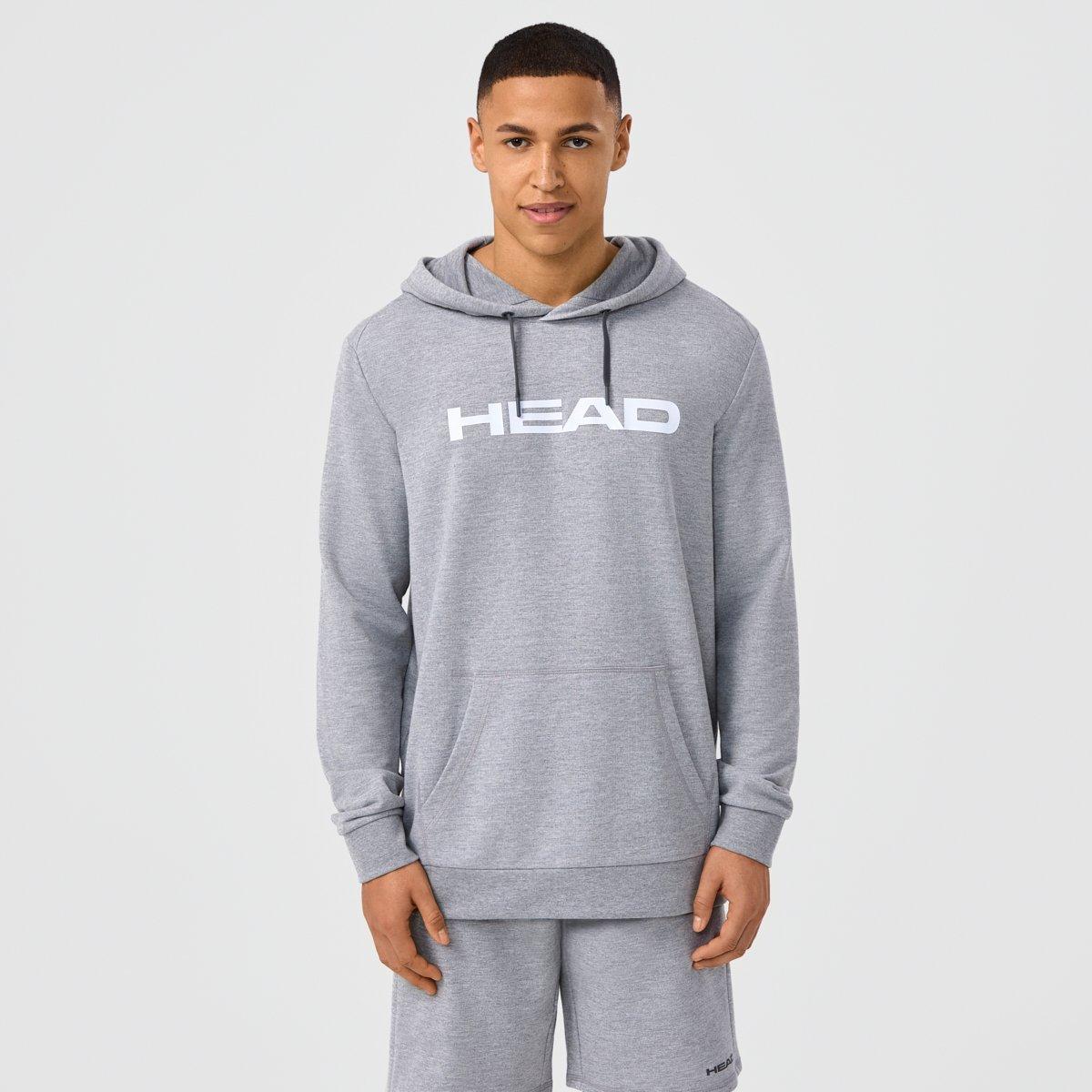 Grey Melnge - HEAD - Men's Club Original Cotton French Terry Long Sleeve Performance Tennis Jacket - 1