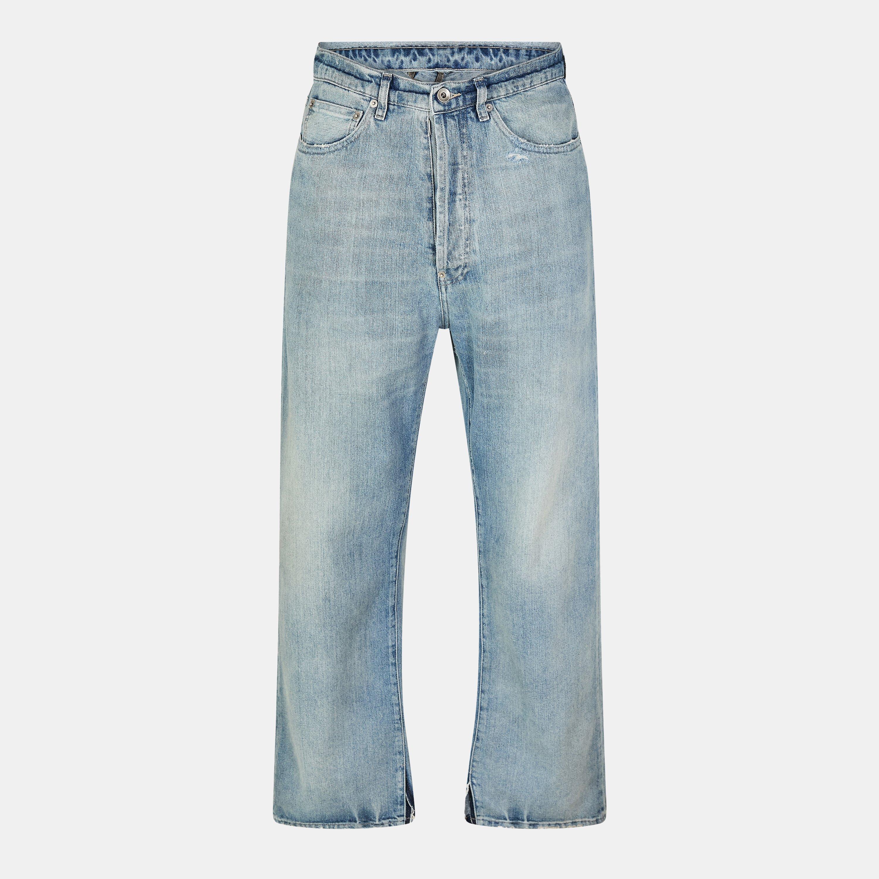 Iight blue - Maison Margiela - Men's Relaxed Fit Mid Rise Straight Leg Jeans - 1