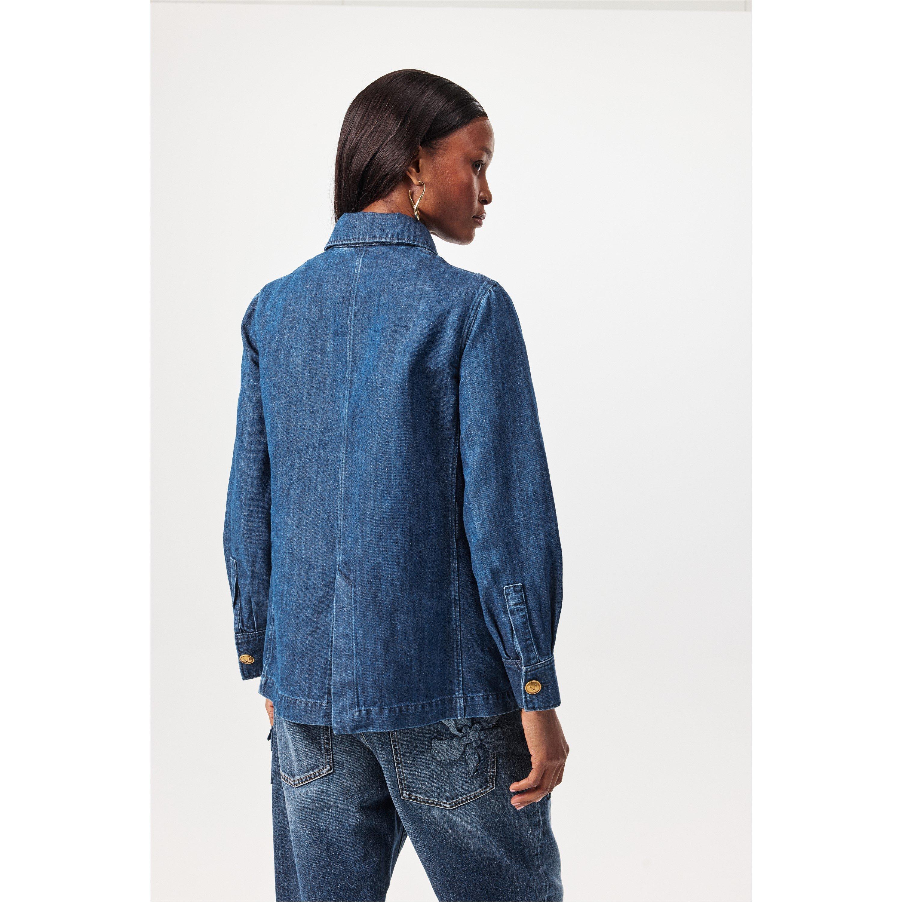 Medium Blue - Valentino - Denim Overshirt - 4