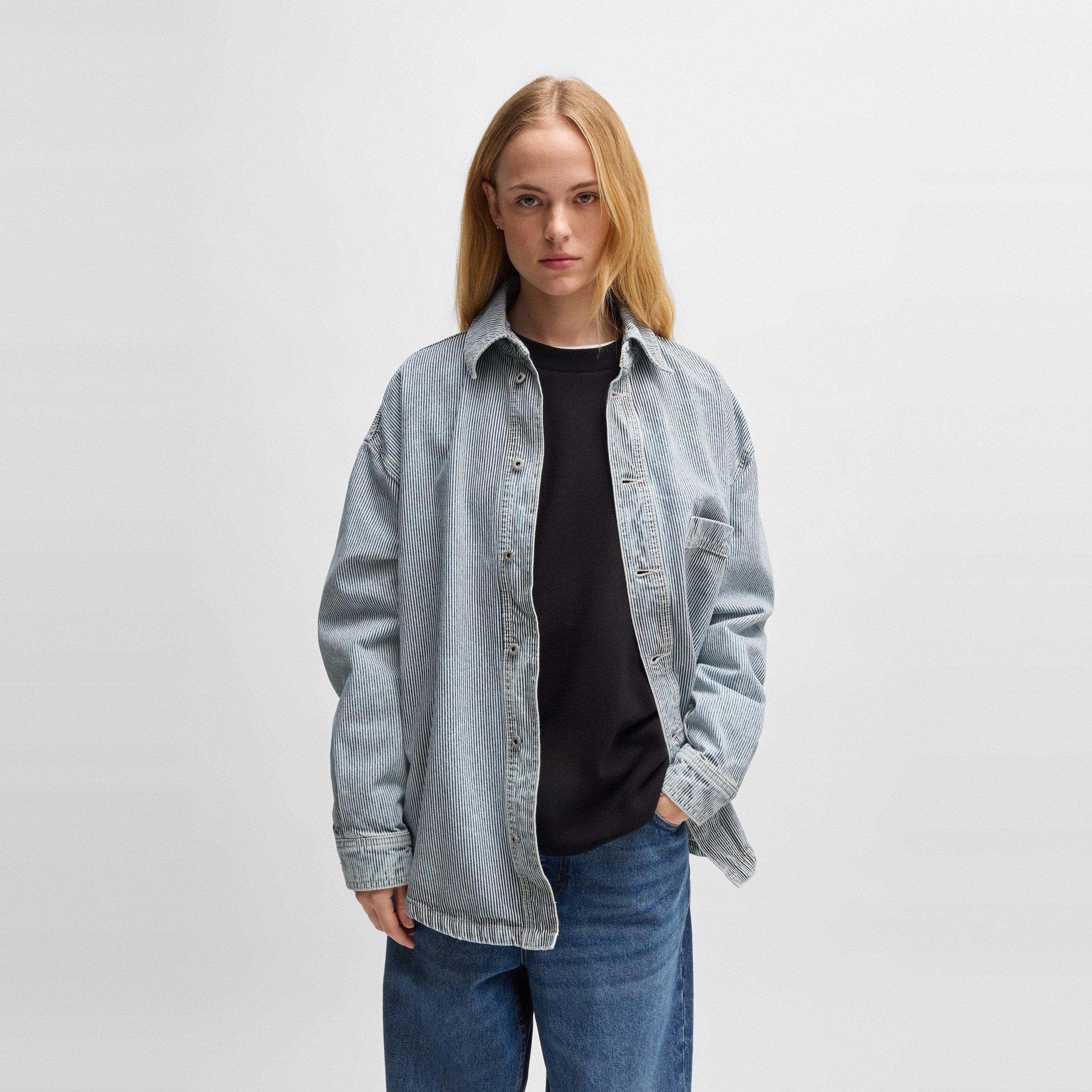 Bright Blue - Hugo - Women's Long-Sleeve Denim Shirt - 2