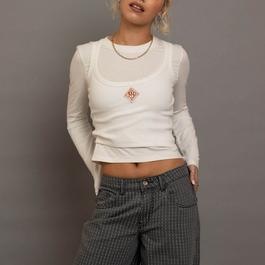 Daisy Street Womens Double Layer Cropped Top