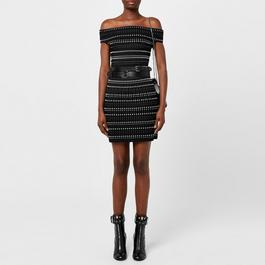 Alexander McQueen Off Shoulder Knitted Mini Dress