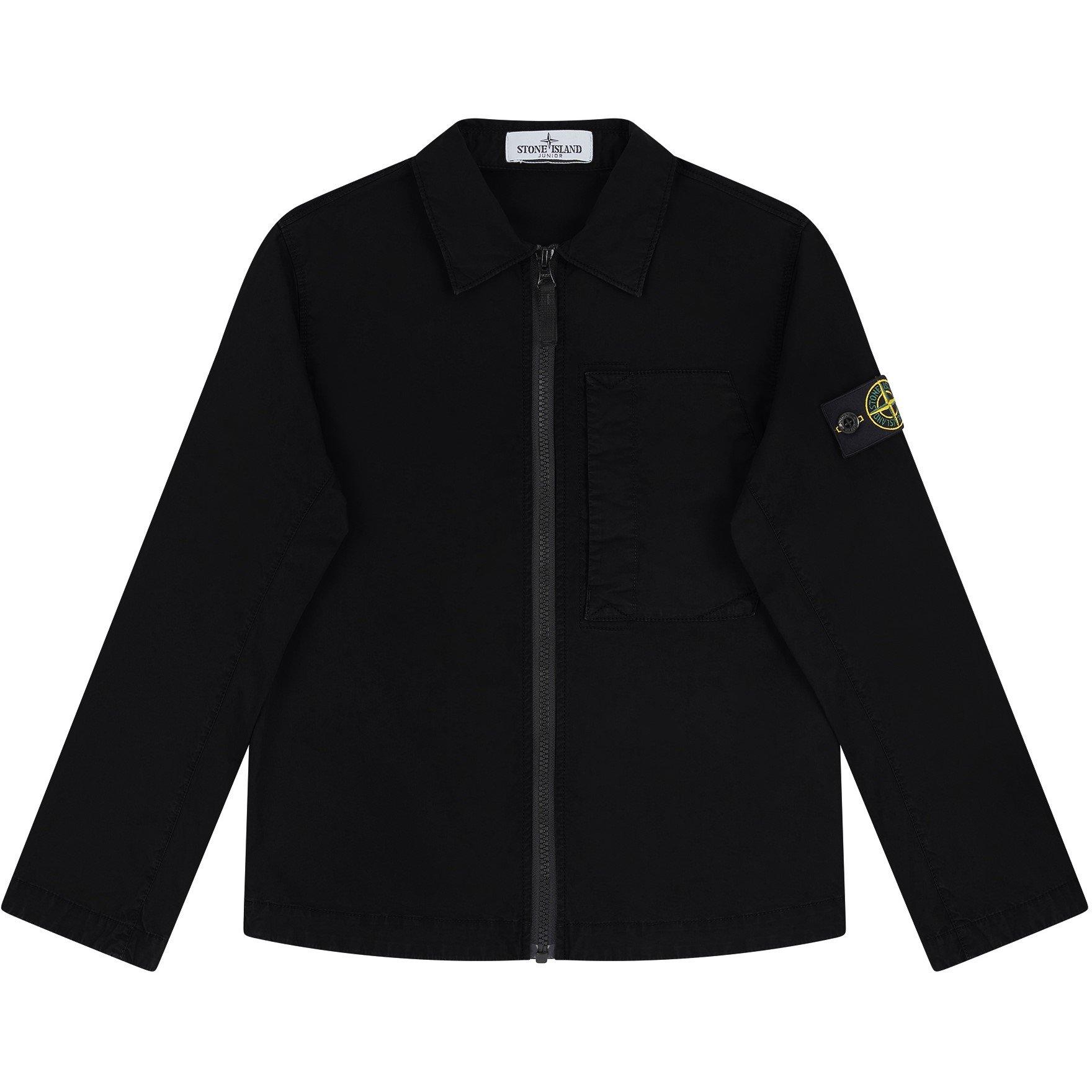 Black V0129 - Stone Island - Kids' Canvas Dyed Cotton Long Sleeve Overshirt - 1