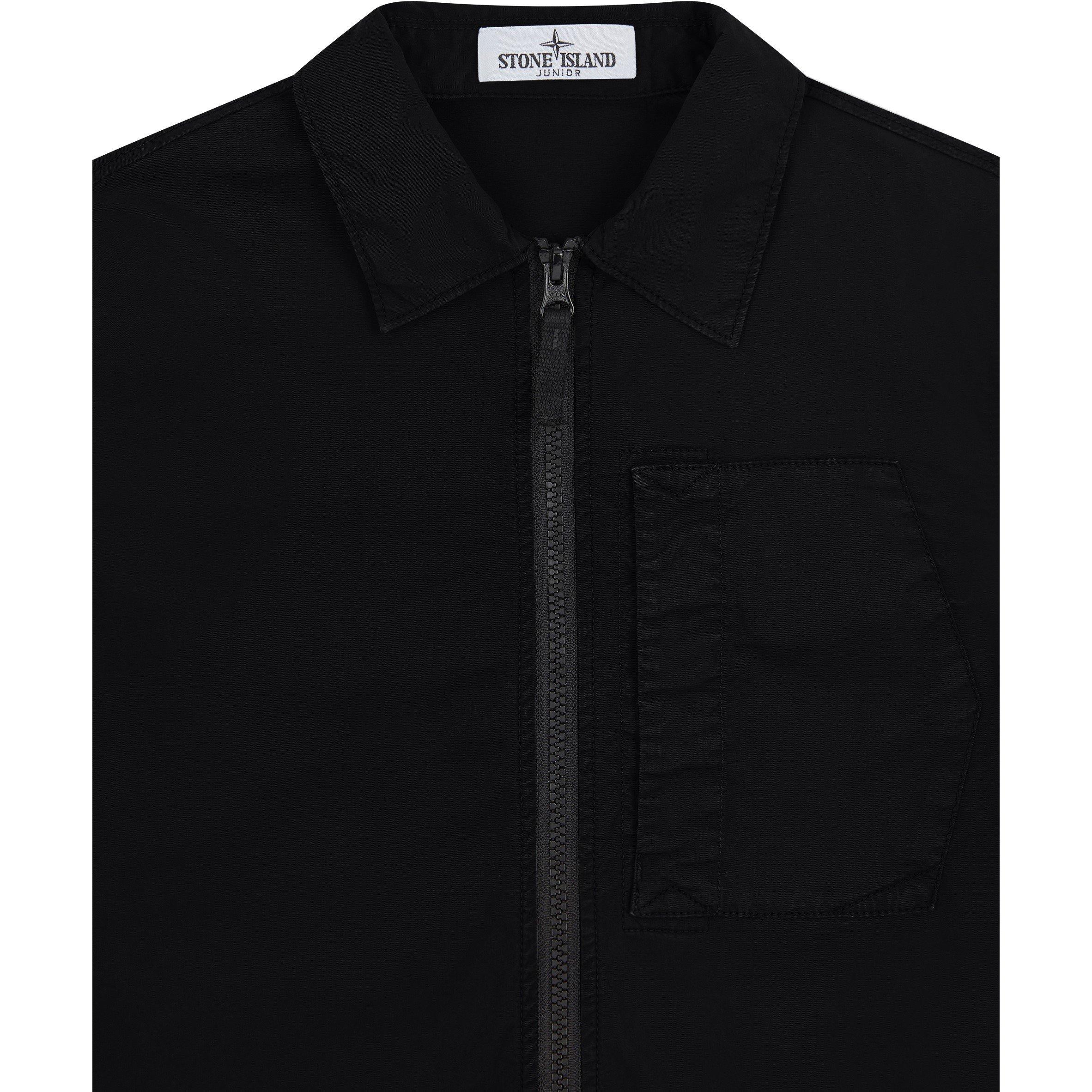 Black V0129 - Stone Island - Kids' Canvas Dyed Cotton Long Sleeve Overshirt - 3