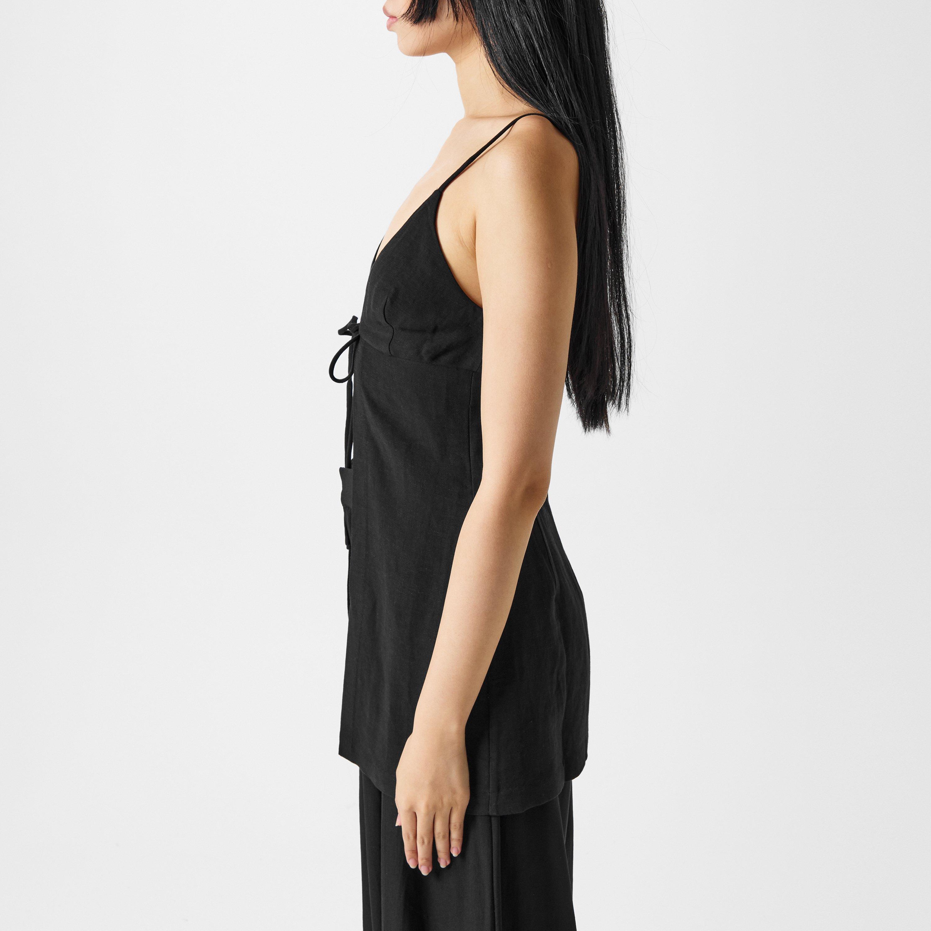 Black - St. Agni - Tie Front Top - 2