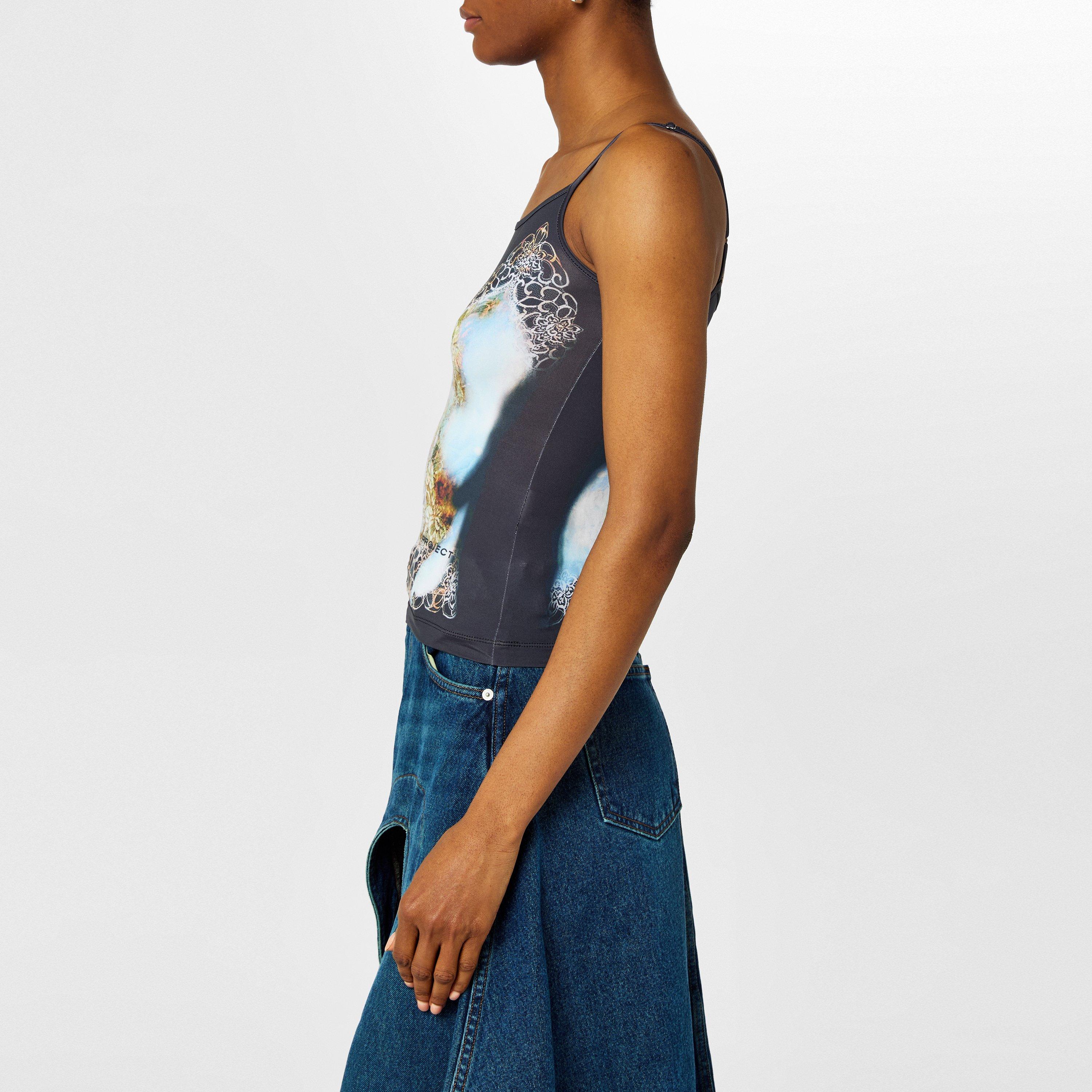 Black - Y Project - Lace Print Tank Top - 2