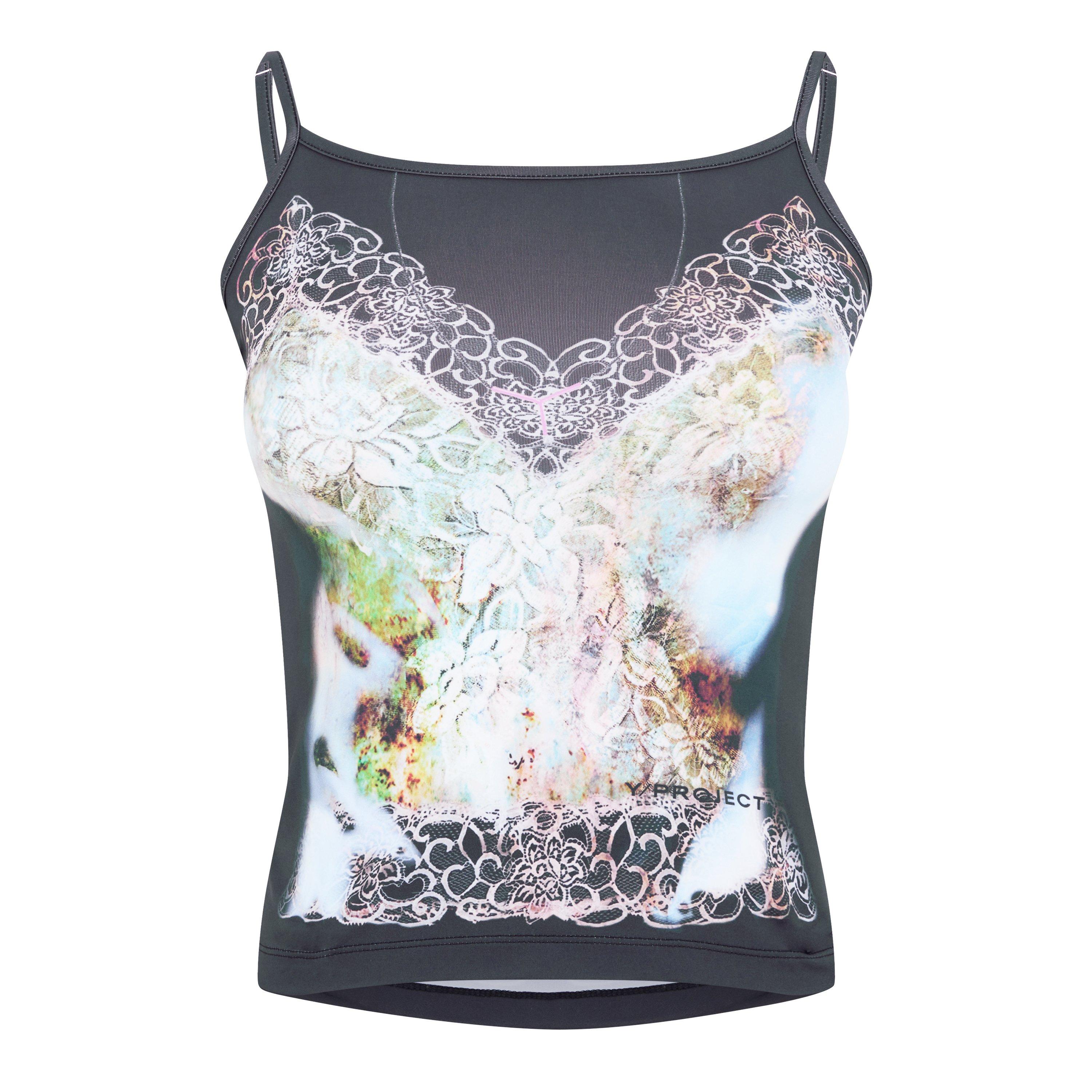Black - Y Project - Lace Print Tank Top - 5