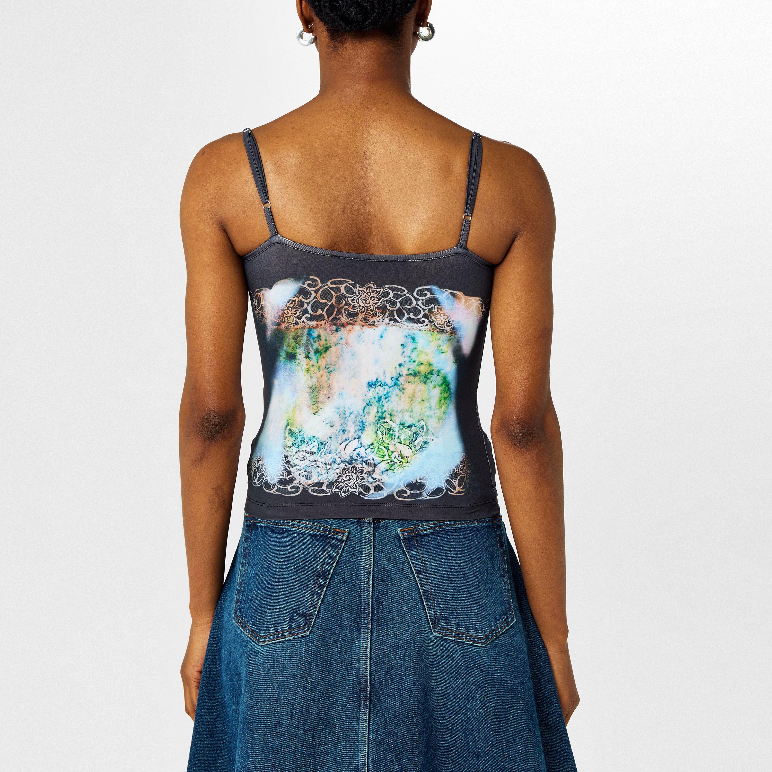 Black - Y Project - Lace Print Tank Top - 3