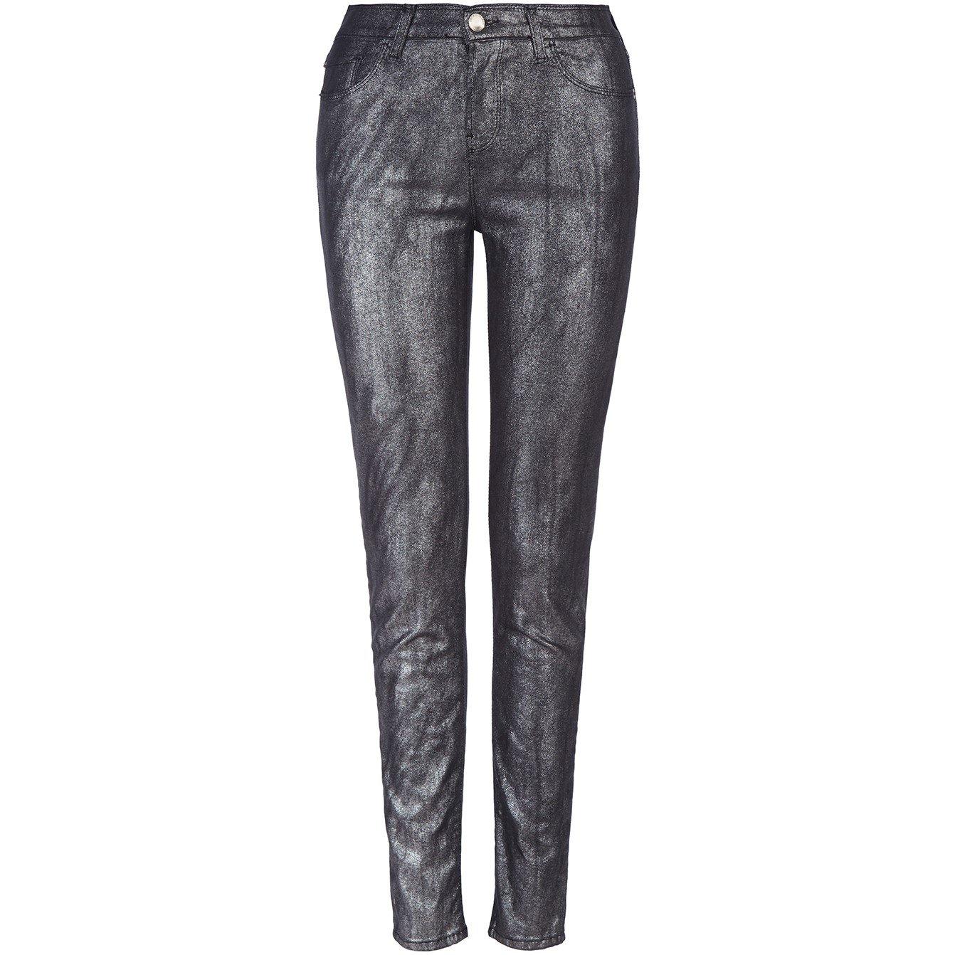 Grey - Emporio Armani - Women's Coated Denim Skinny Jeans - 5